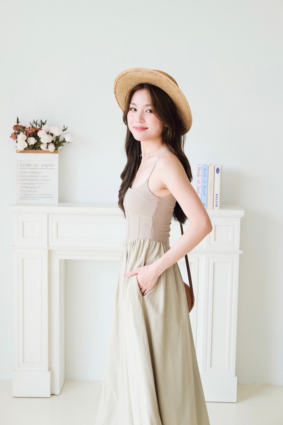 Clara Corset Maxi Dress (Olive)