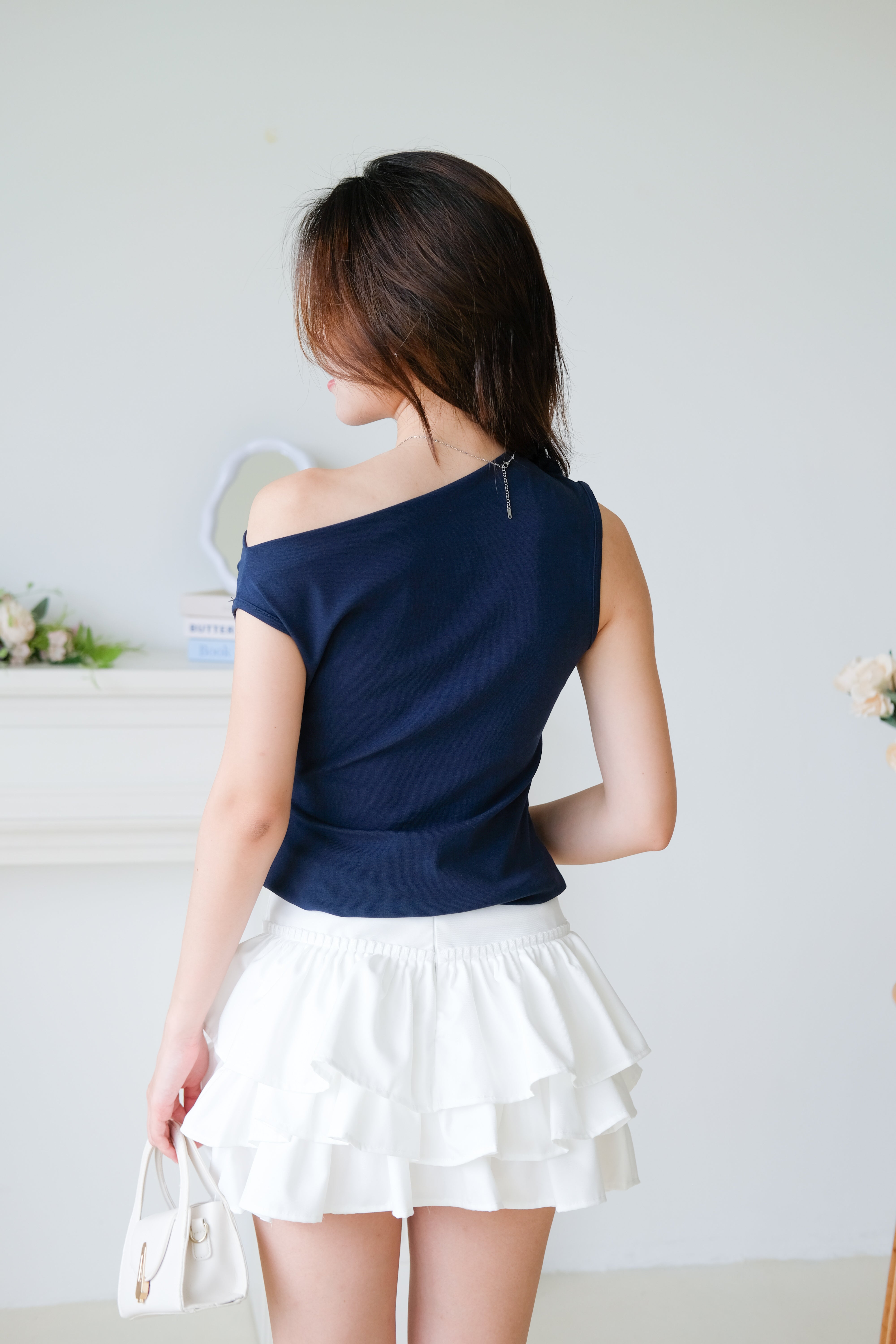 Elora Ruffle Toga Top (Navy Blue)
