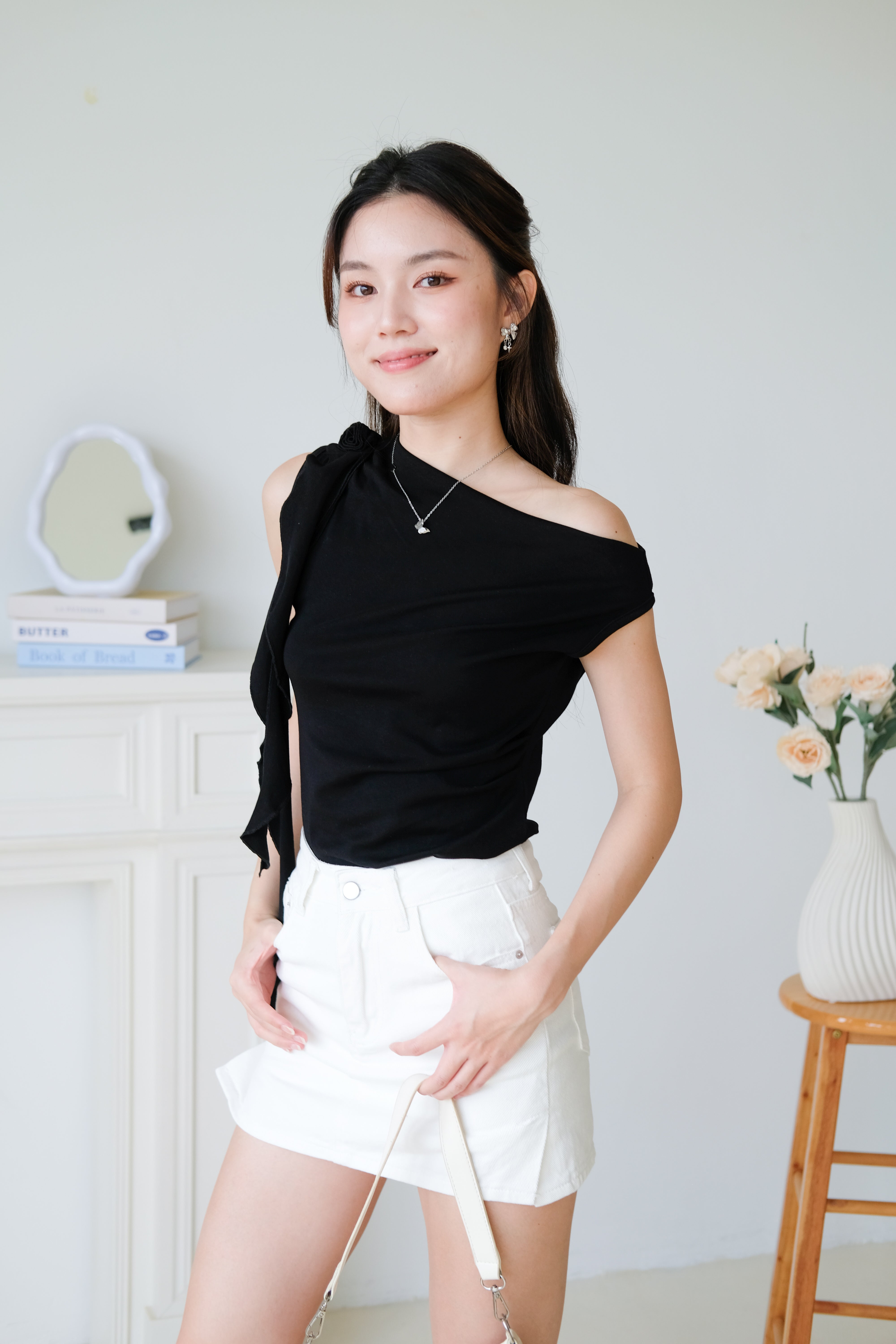 Elora Ruffle Toga Top (Black)