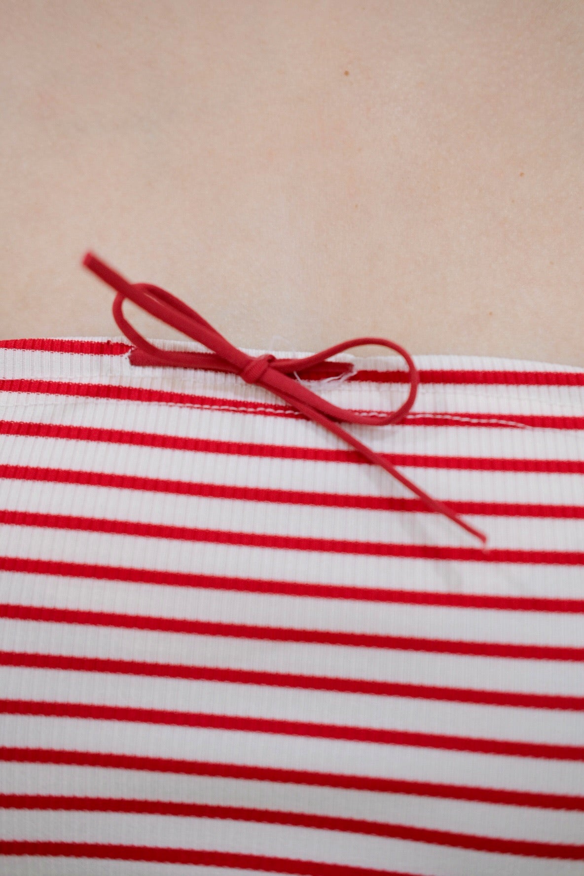 Red Stripes Cropped Tube Top