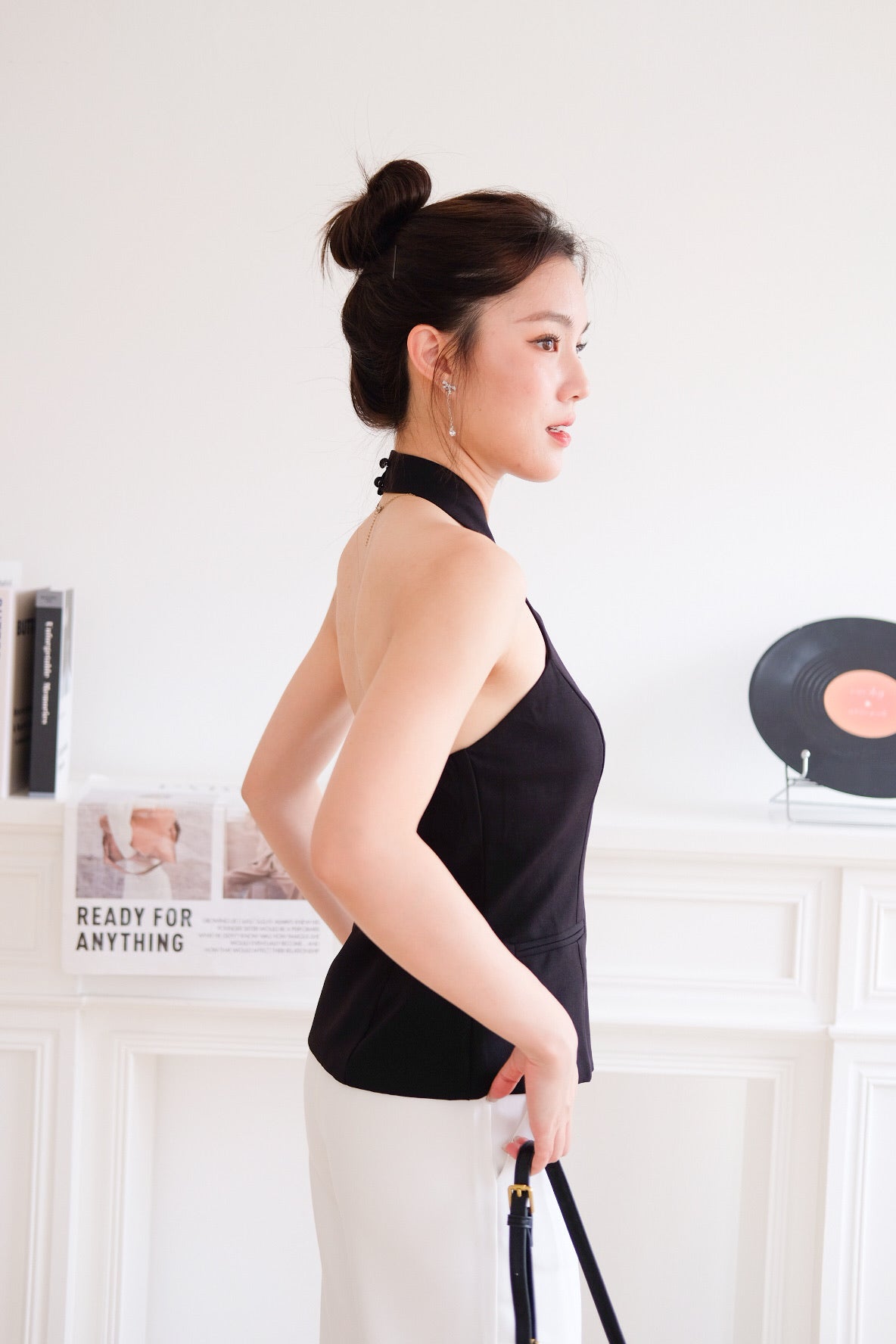 Angie Criss Cross Padded Top (Black)
