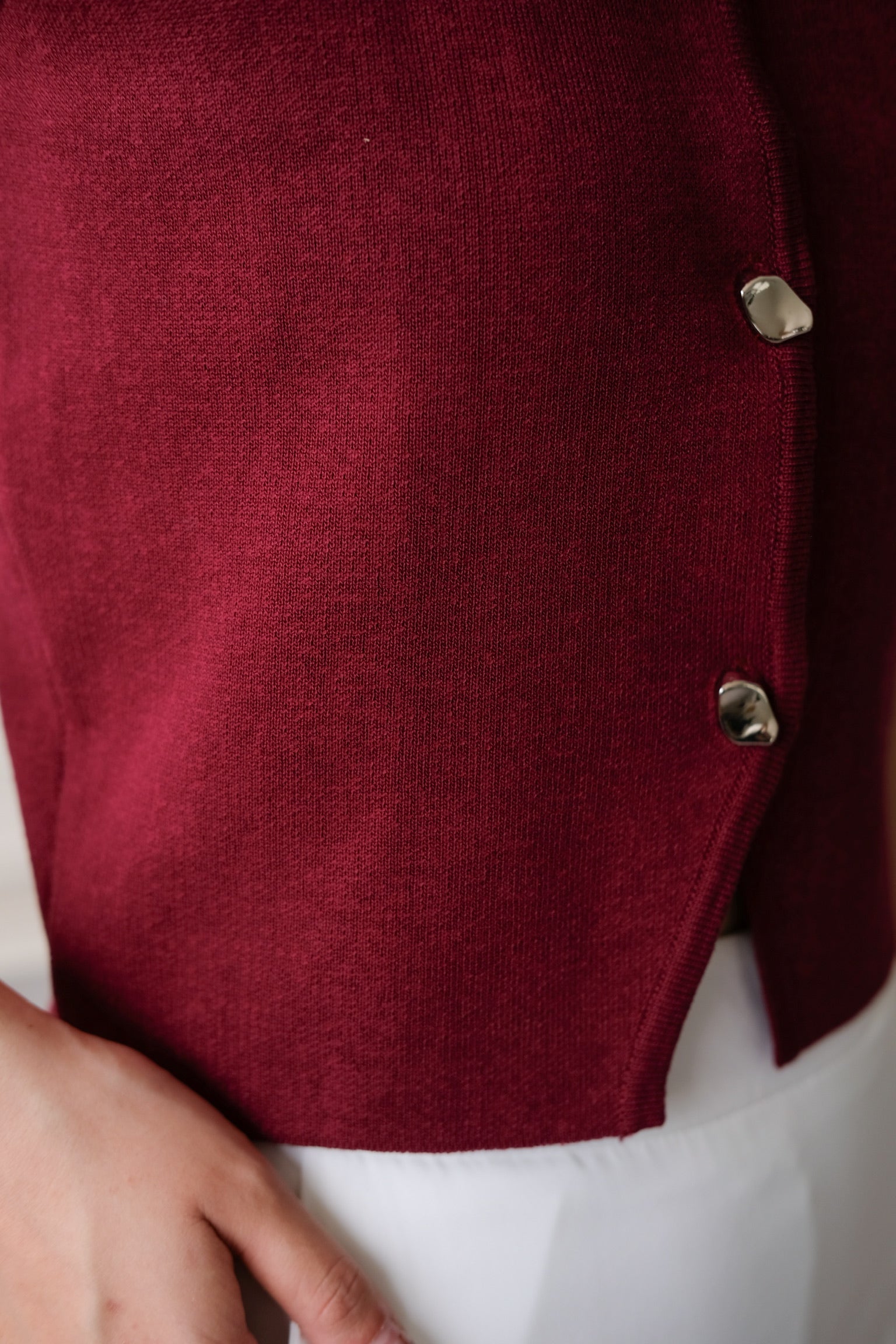 Zola Button Vest Top (Wine)