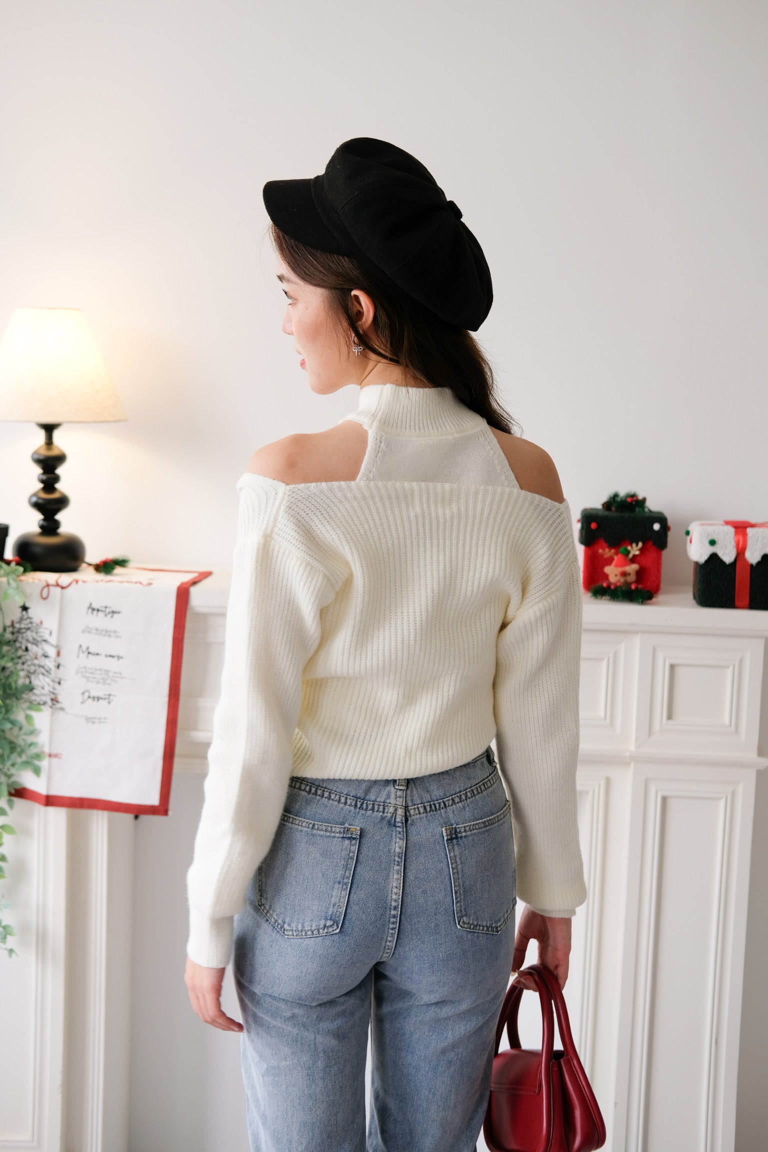 Olivia 2-in-1 Knit Sweater Set (Cream)