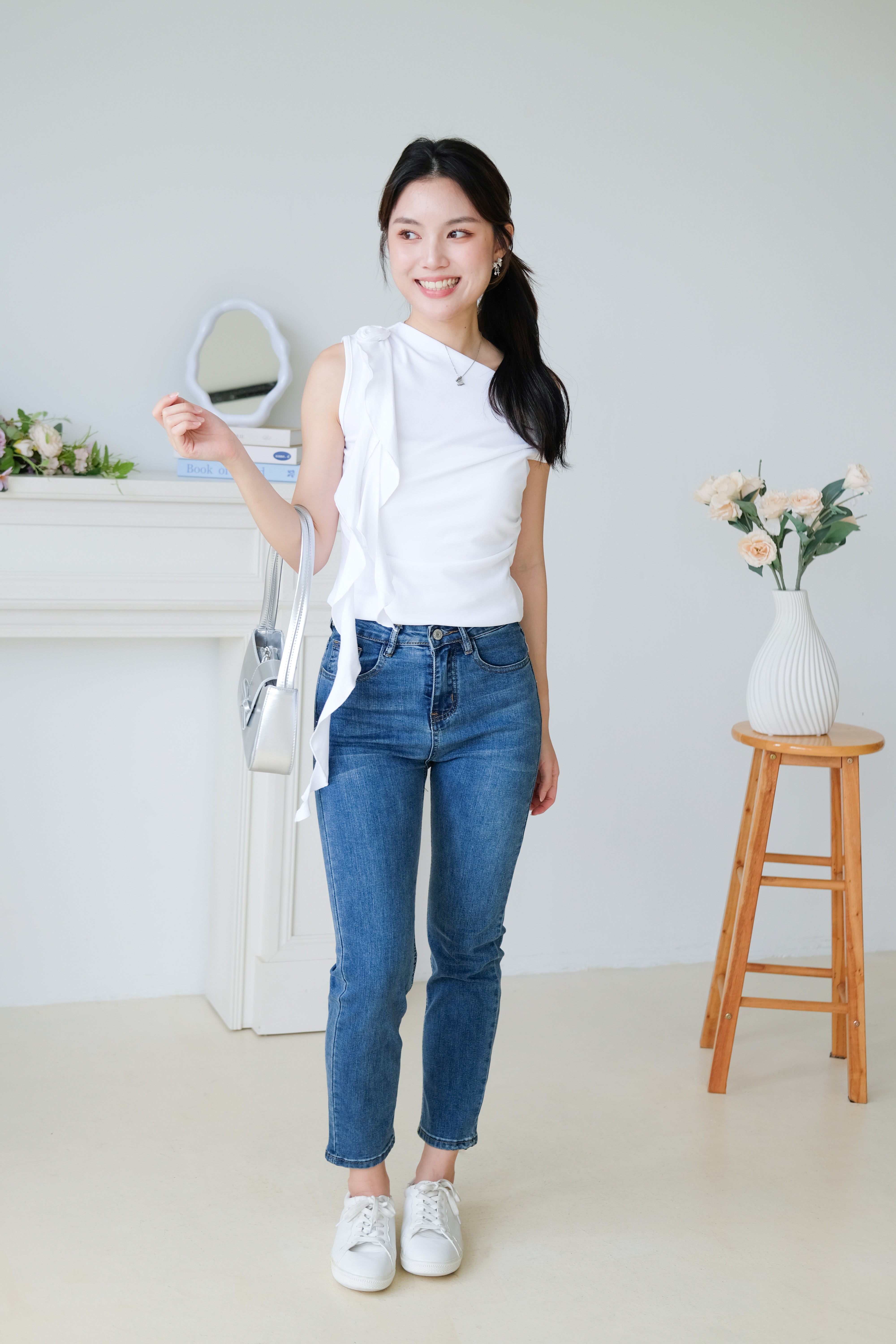 Elora Ruffle Toga Top (White)