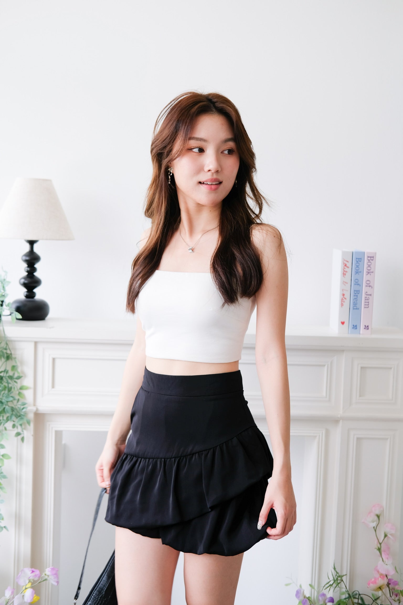 Junie Bubble A Line Skirt (Black)