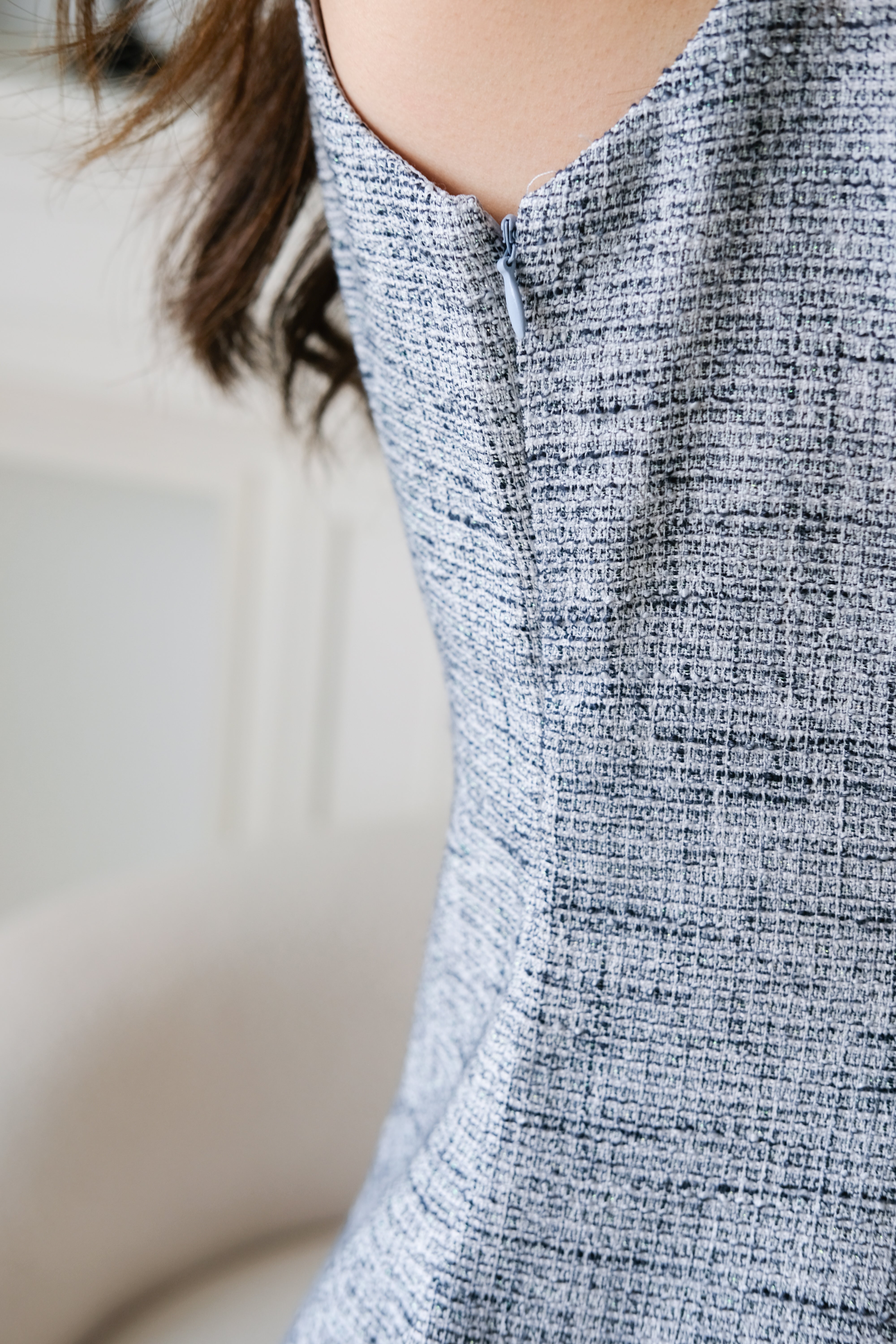Gwen Collared Tweed Set (Grey)
