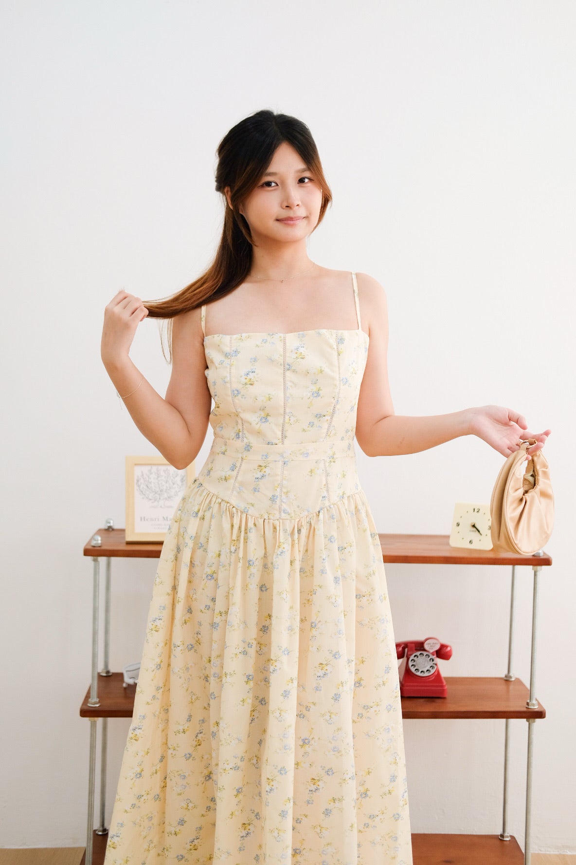 Yellow Floral Corset Strap Dress