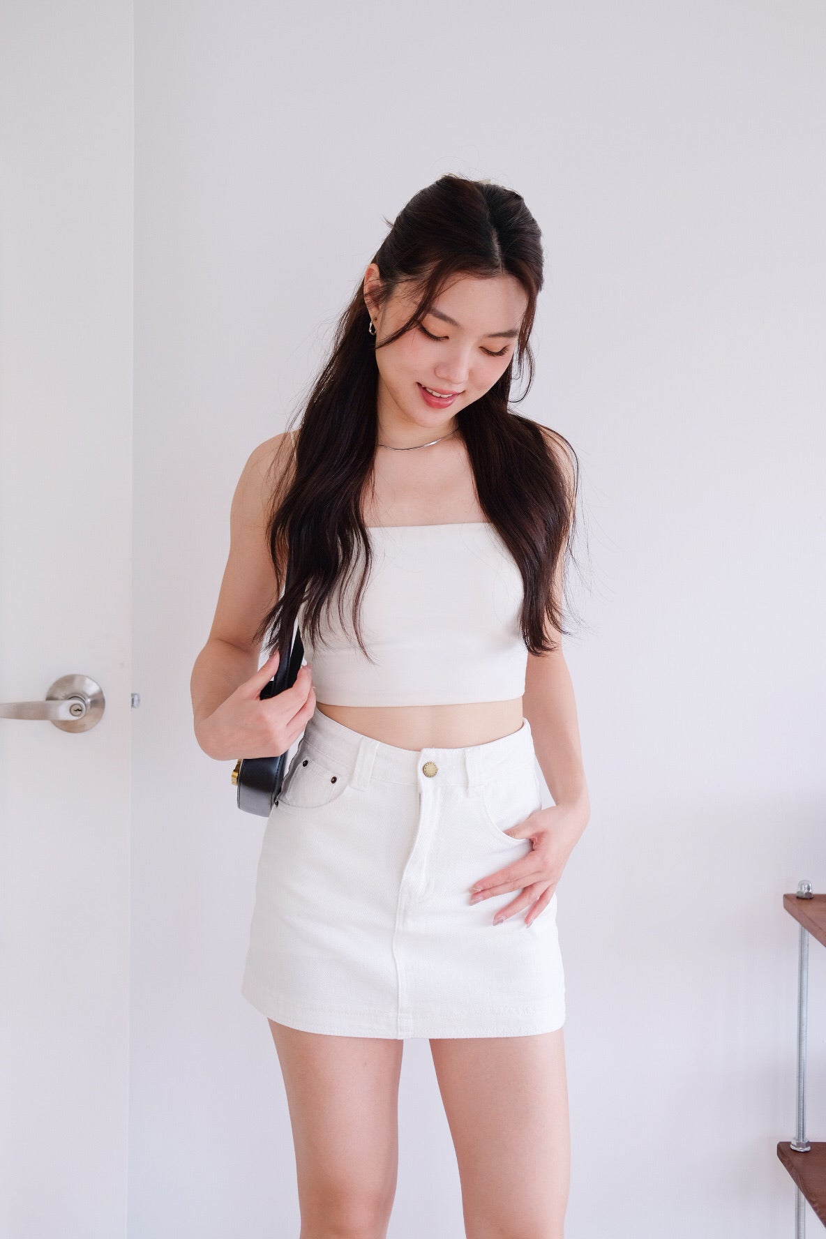 Levin Denim Skorts (White)