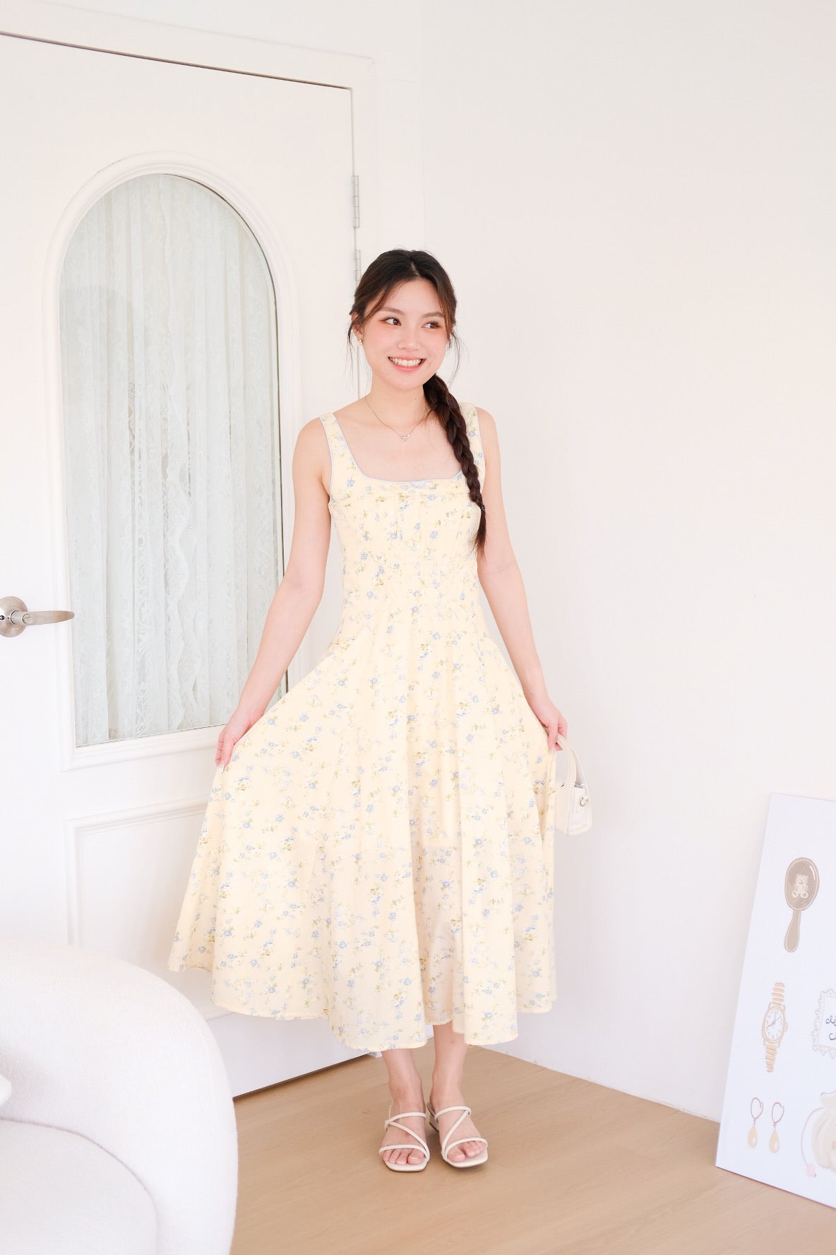 Liselle Corset Garden Maxi Dress (Light Yellow)