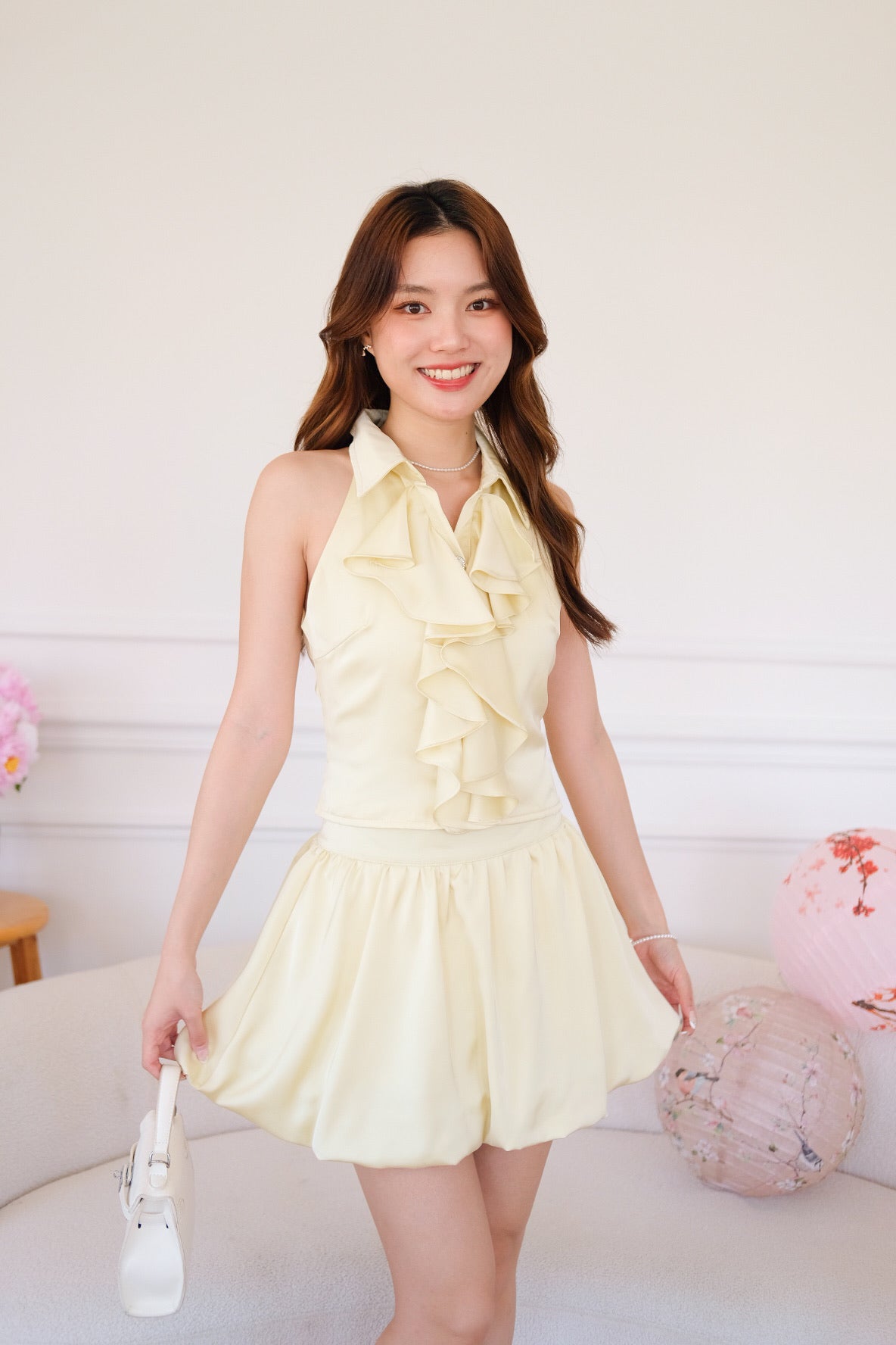 Lunelle Satin Ruffle Bubble Set (Yellow)