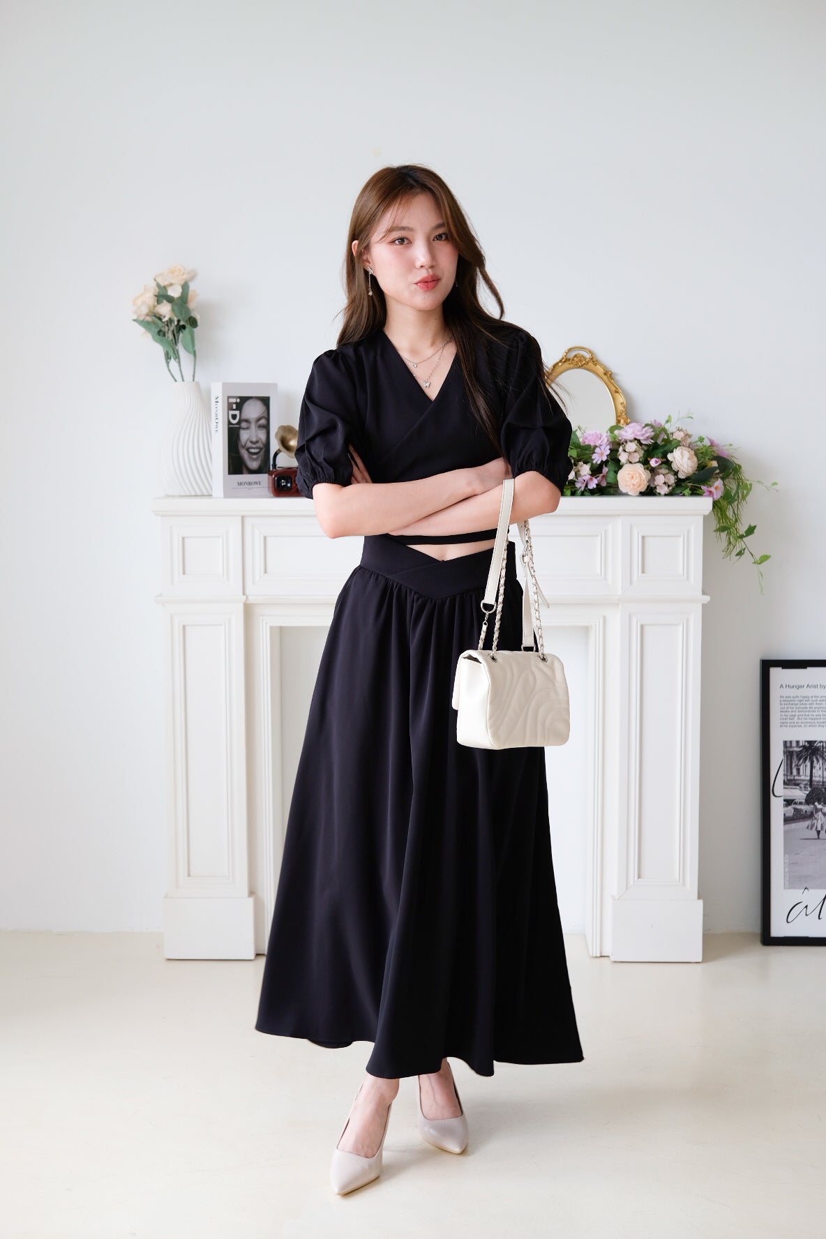 Sophina Skater Maxi Skirt (Black)