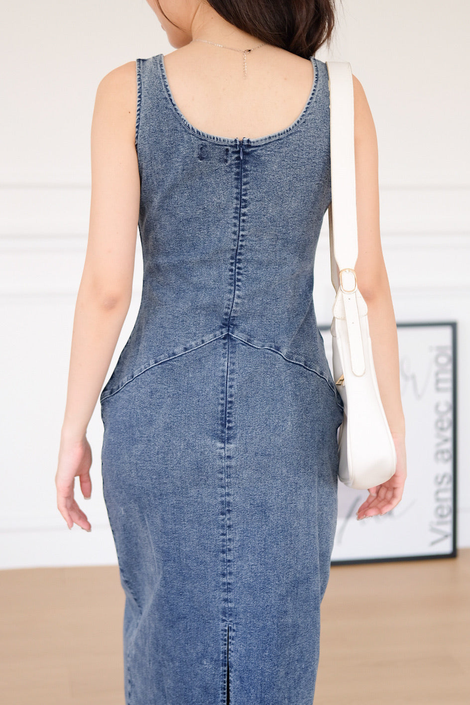 Revolution A Line Denim Maxi Dress (Dark Blue)
