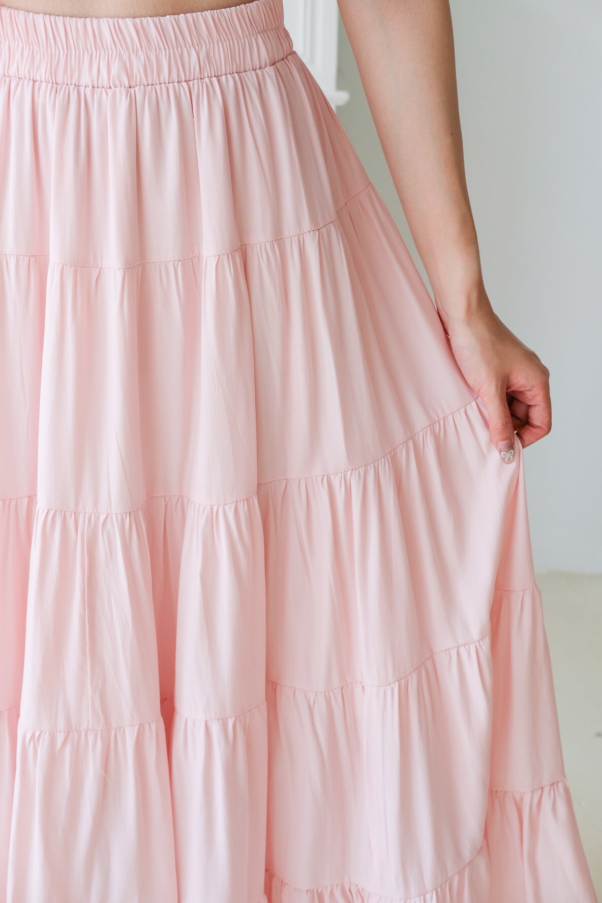 Willa Tiered Maxi Skirt (Pastel Pink)
