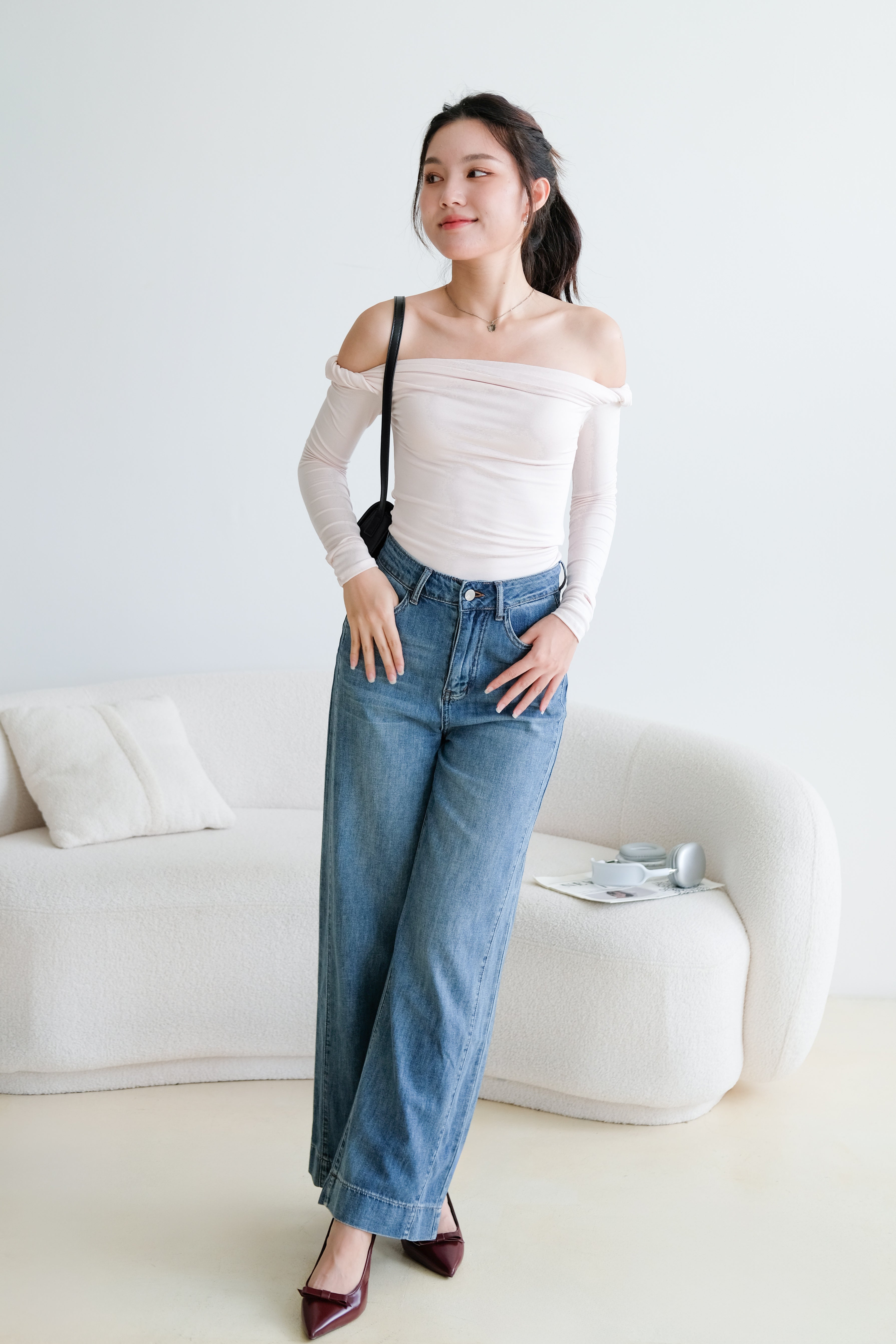 Level Up Twist Off Shoulder Top (Light Pink)
