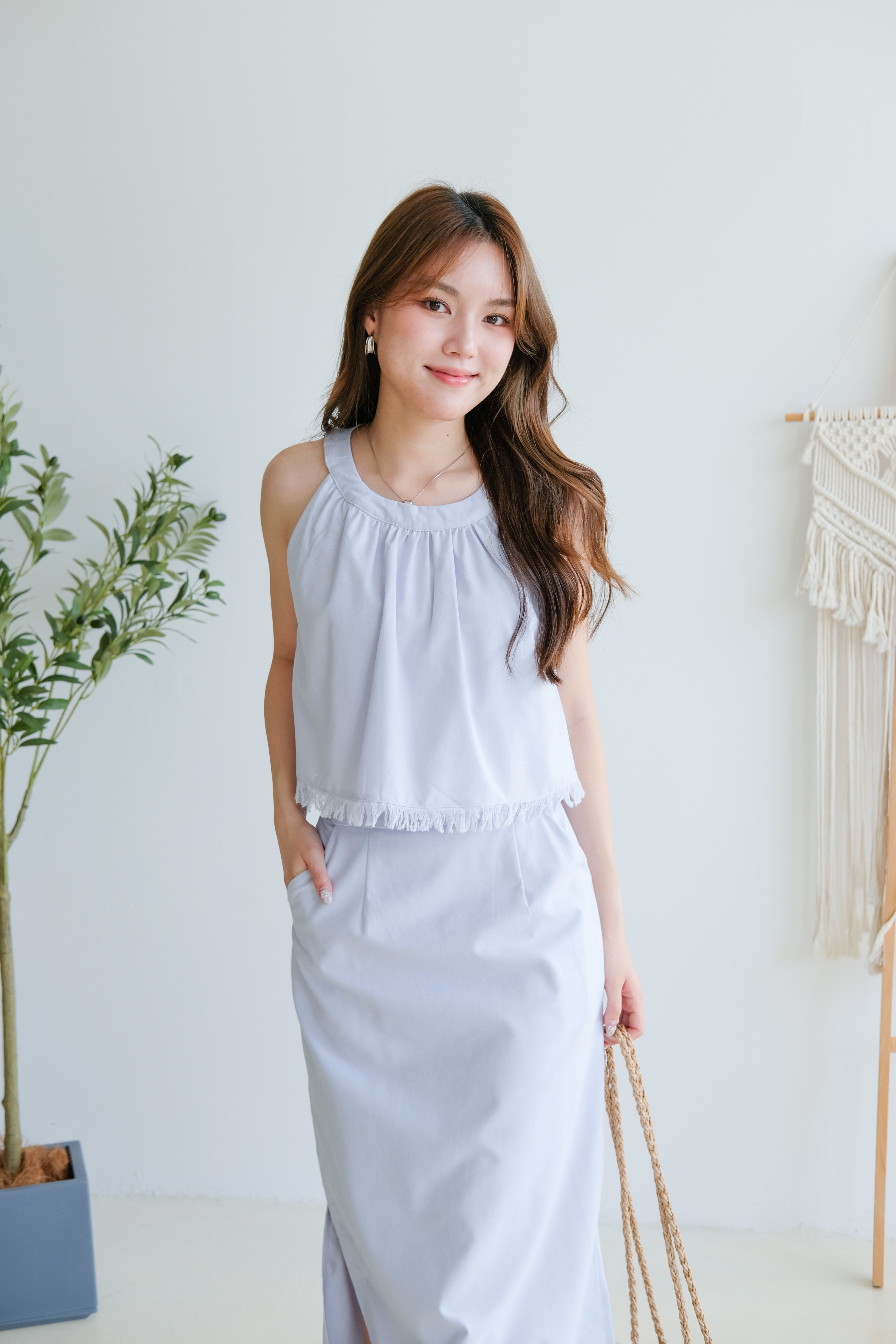 Desiree Vacay Linen Set (Dusty Blue)