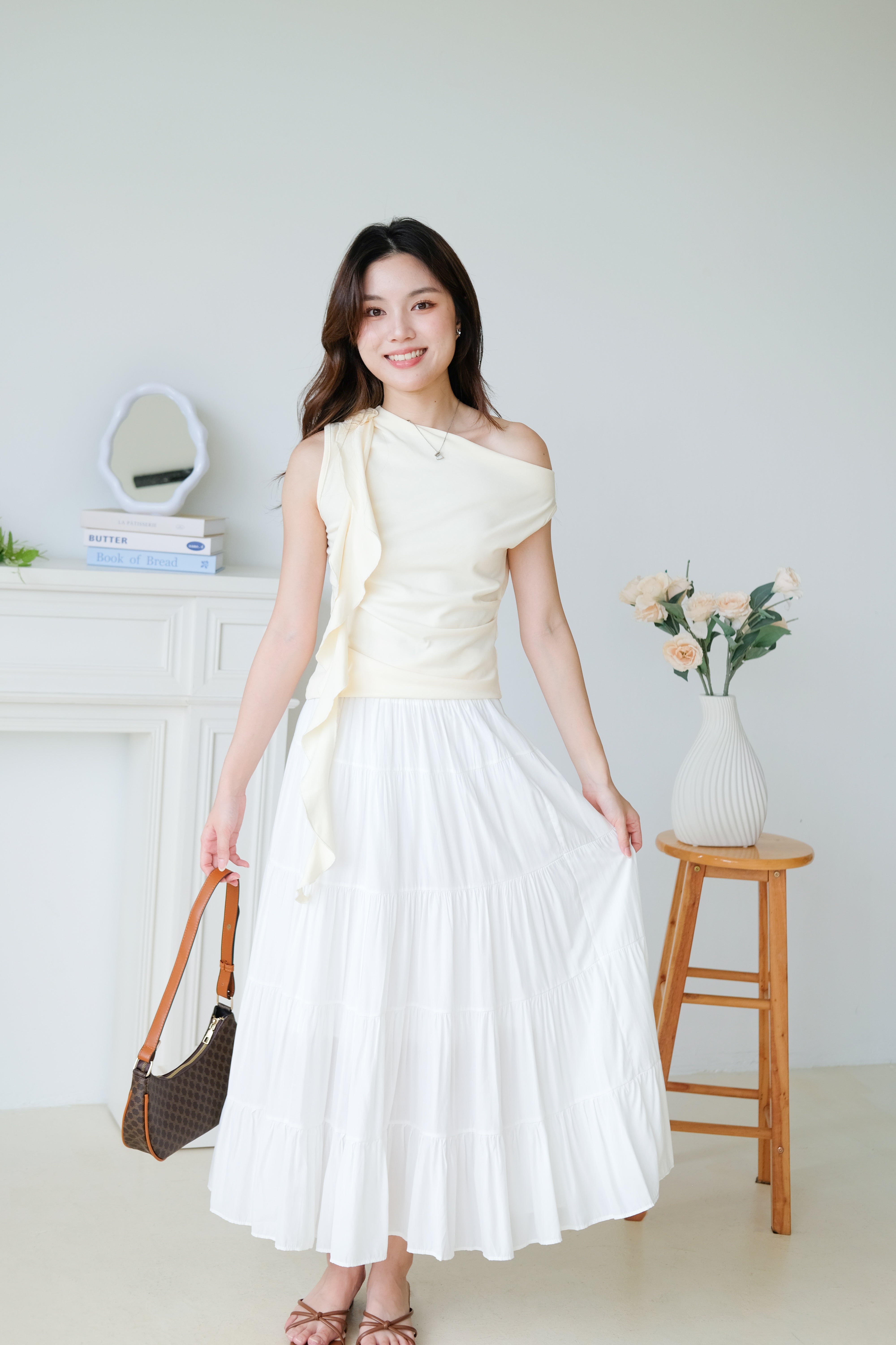 Elora Ruffle Toga Top (Cream)