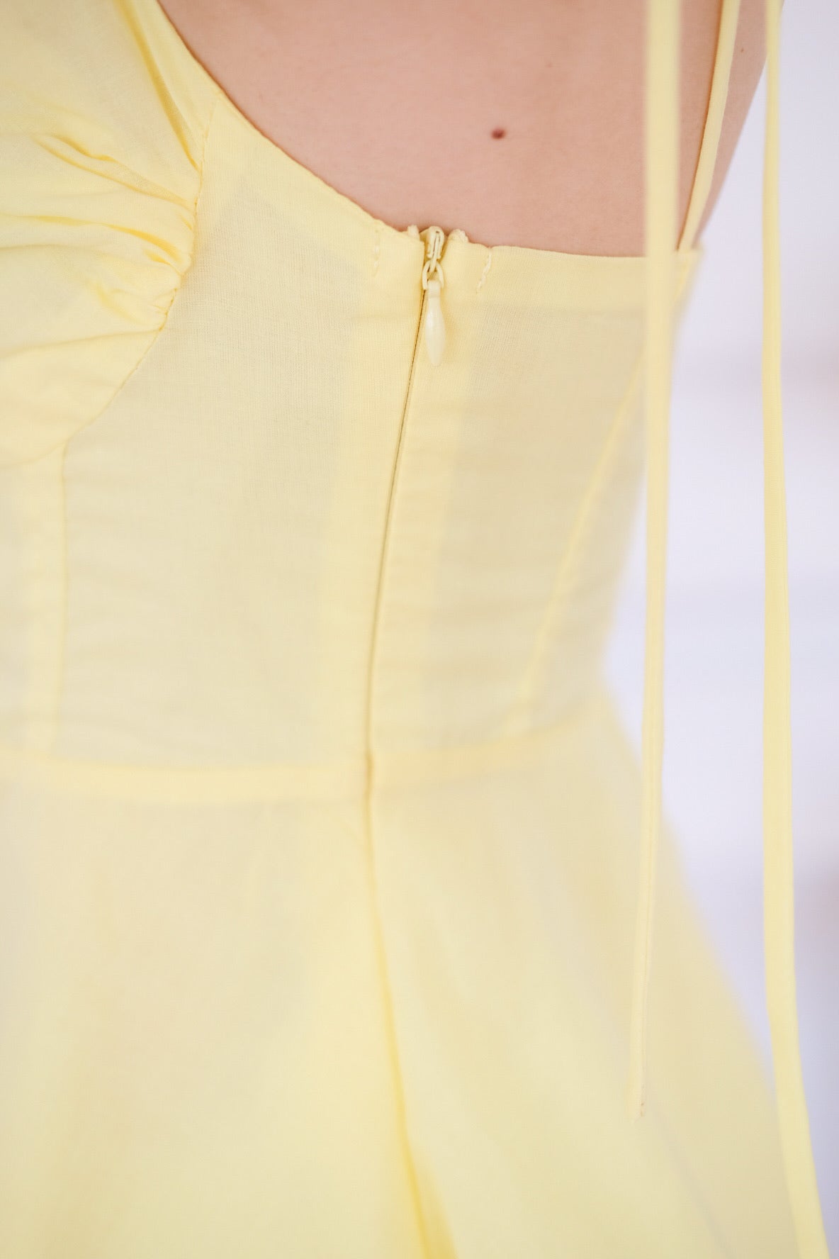 Mona Self Tie Ribbon Peplum Top (Yellow)