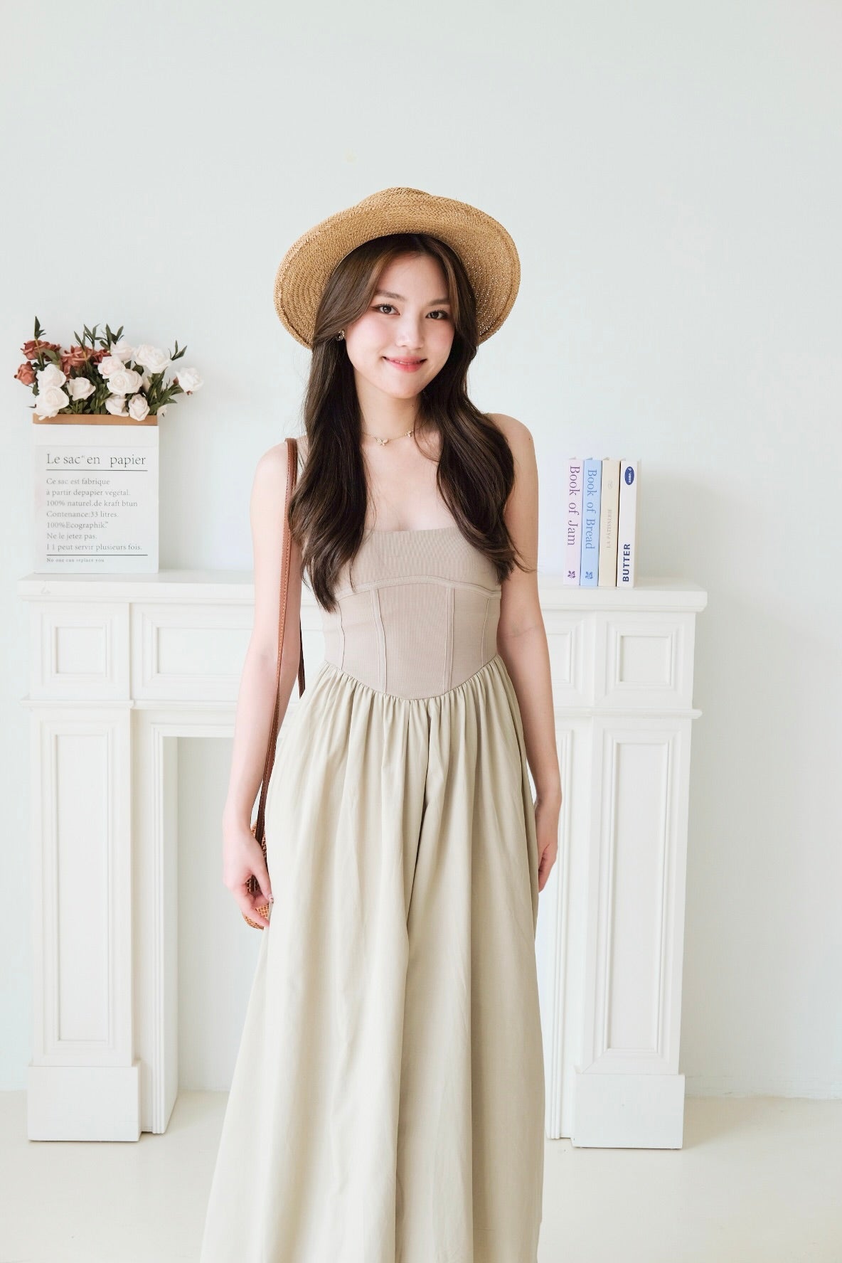 Clara Corset Maxi Dress (Olive)