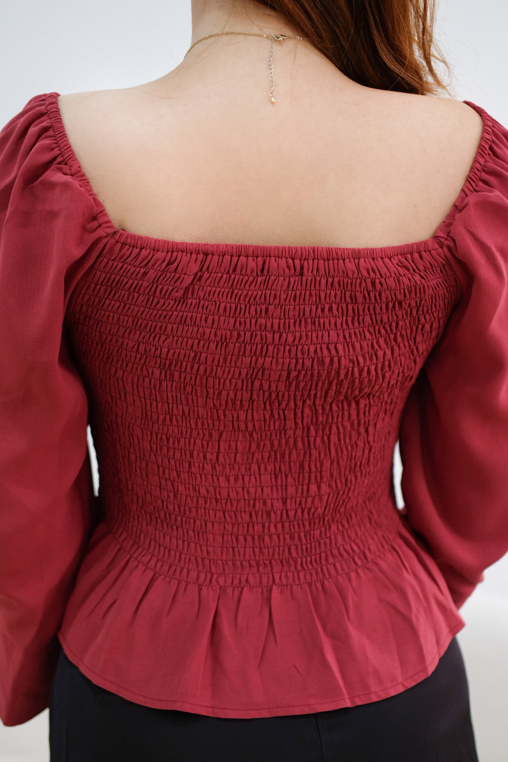 Red Ruffle Long Sleeves Top