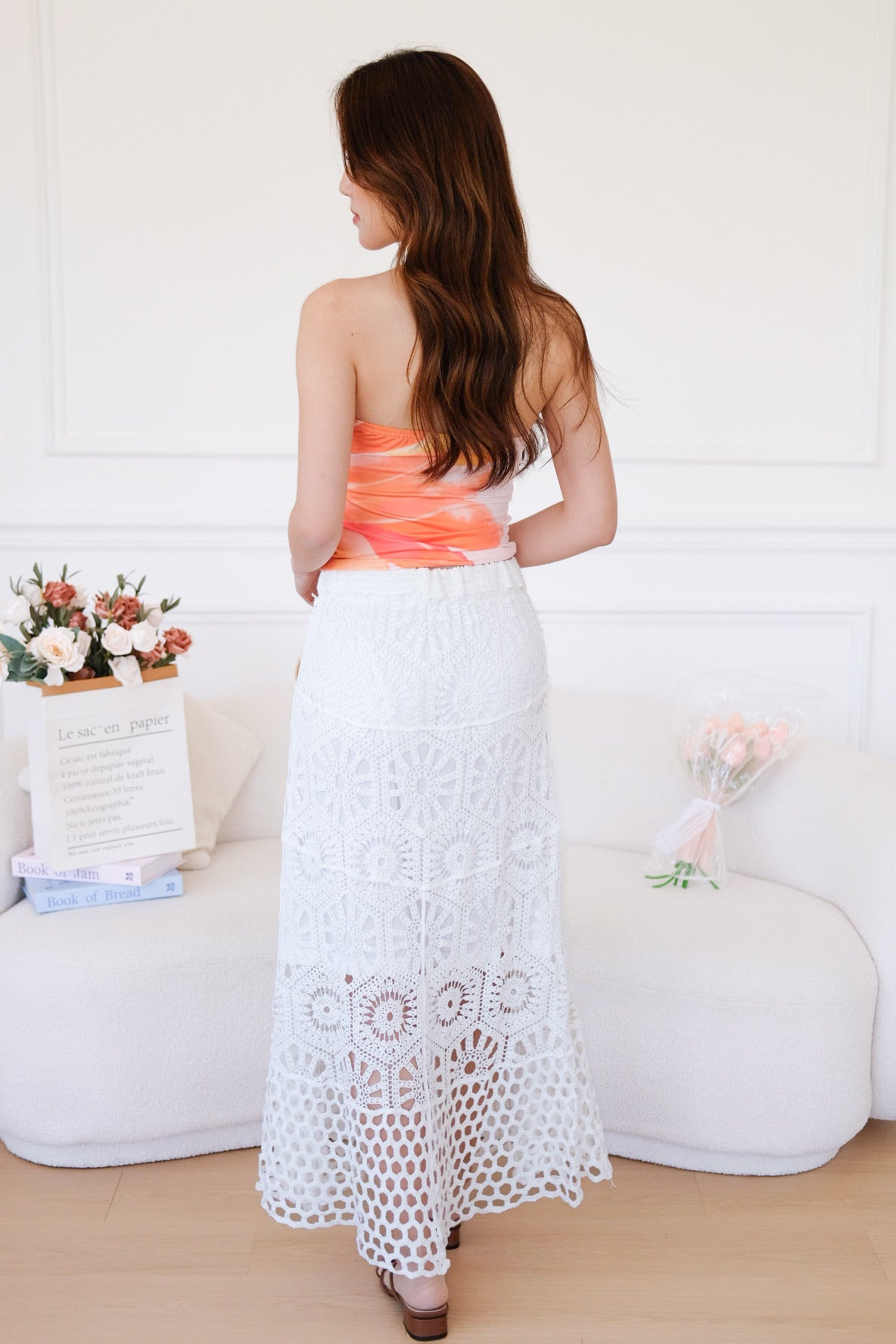 Zahara Crochet Maxi Skirt (White)