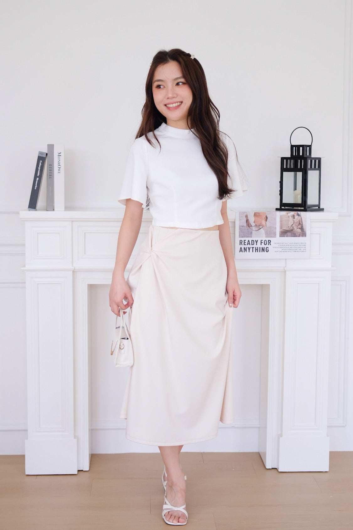 Grace Twist A Line Skirt (Cream)