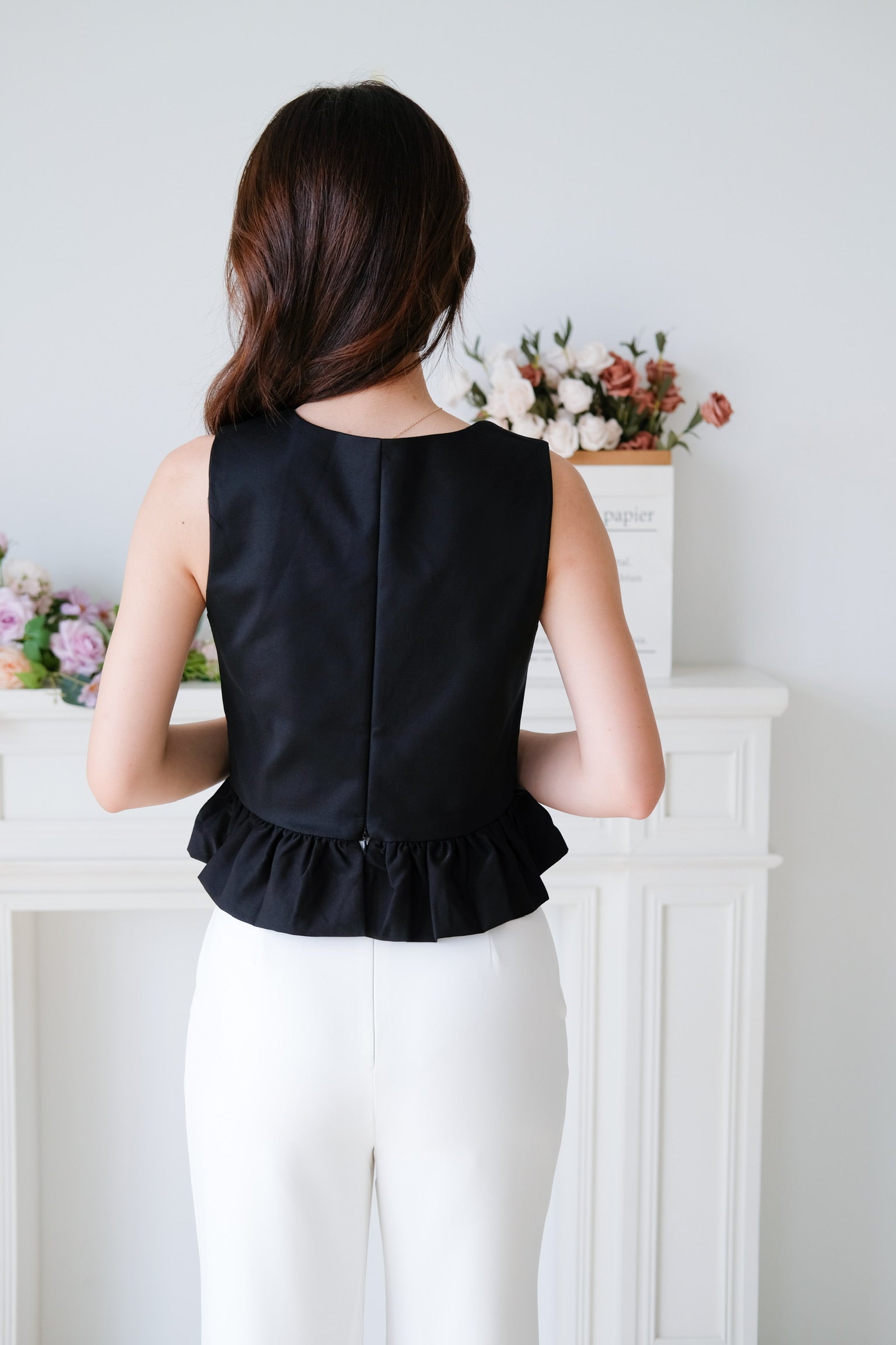 Vivara Ruffle Peplum Crop (Black)