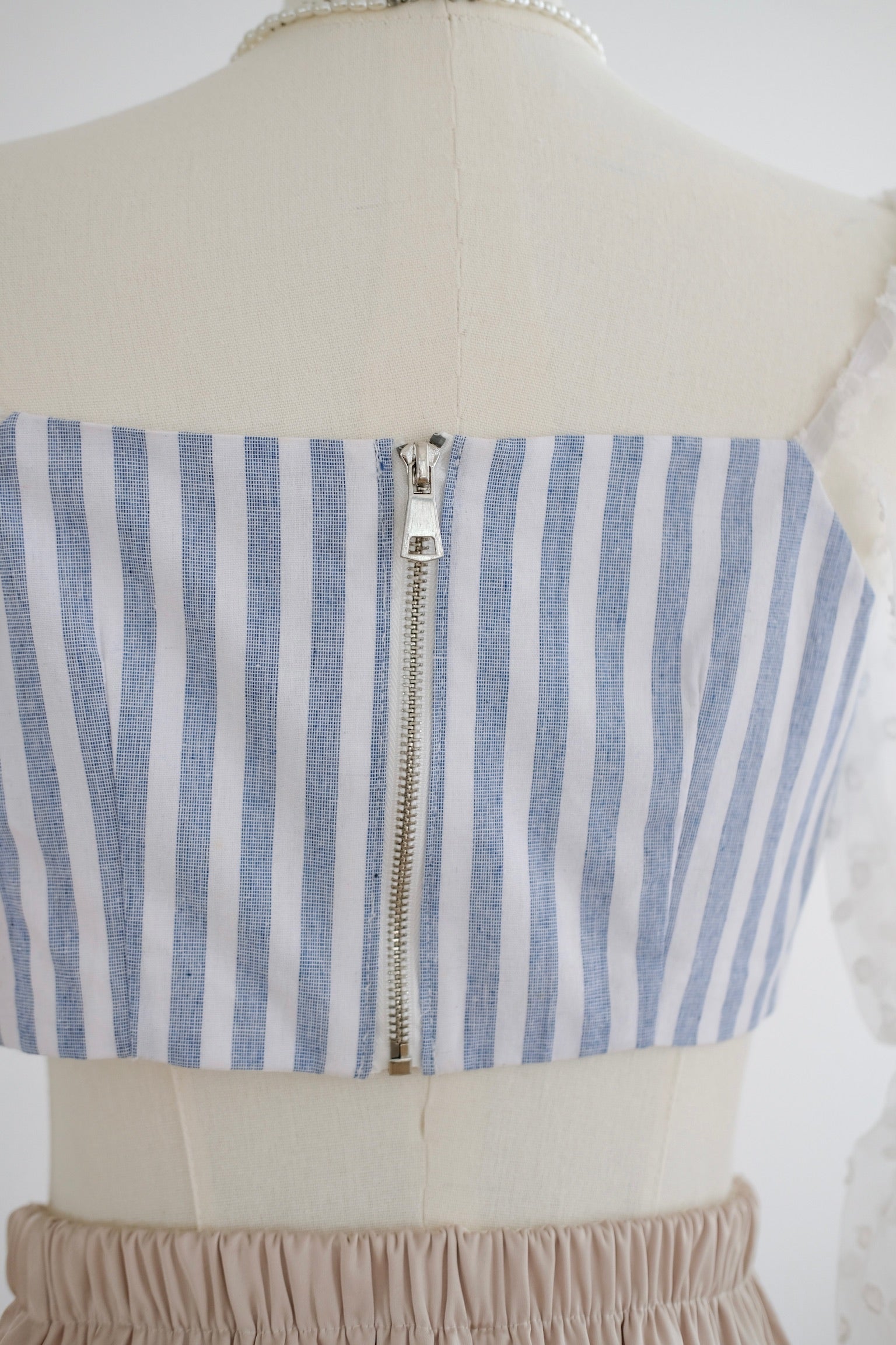 Blue Stripe Puff Sleeve Top