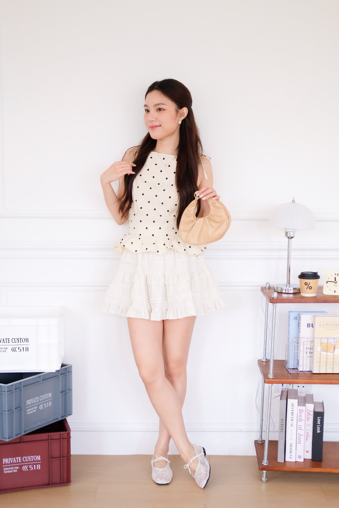 Geraldine Ruffle A Line Skirt (Cream)