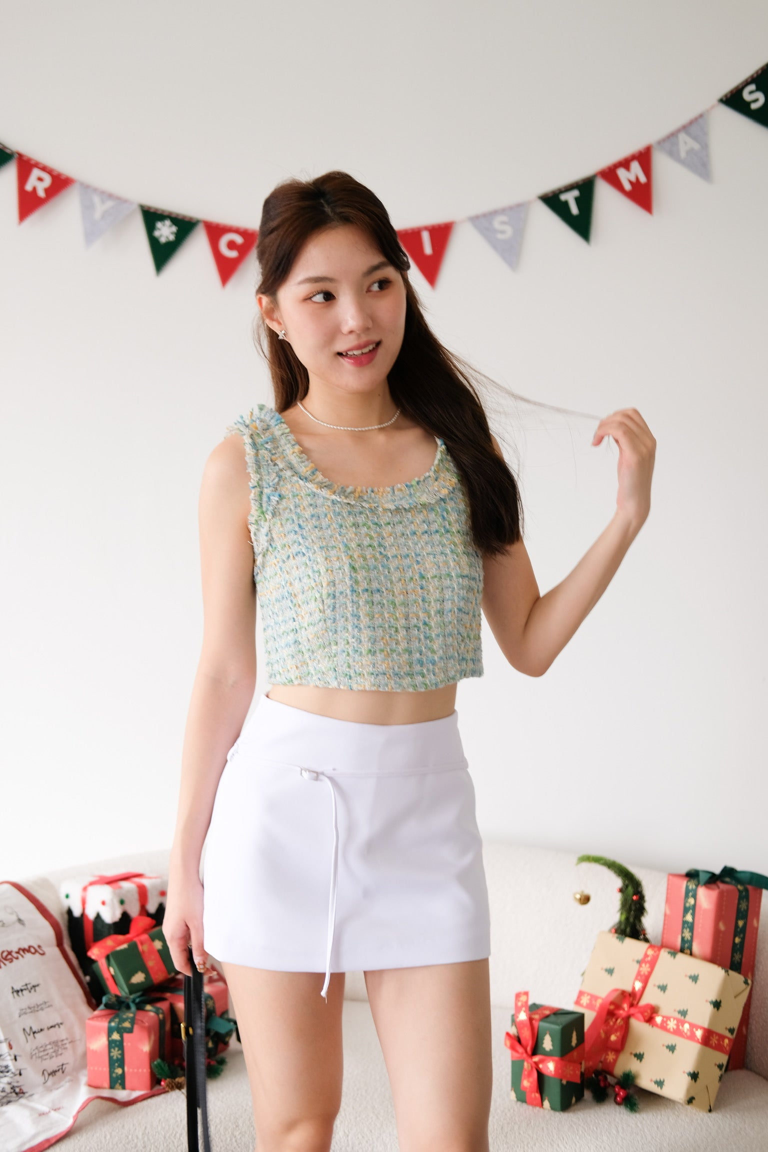 Tasha Mini Belt Skort (White)