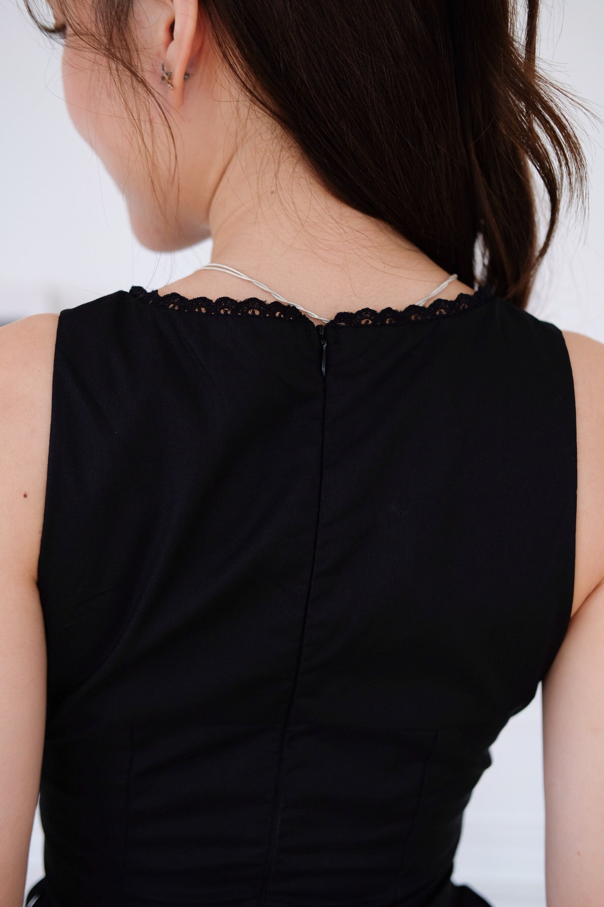 Elaine Lace Up Skater Dress (Black)