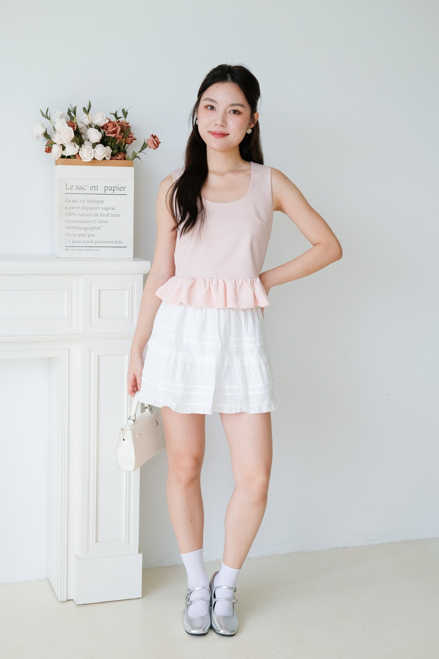 Vivara Ruffle Peplum Crop (Baby Pink)