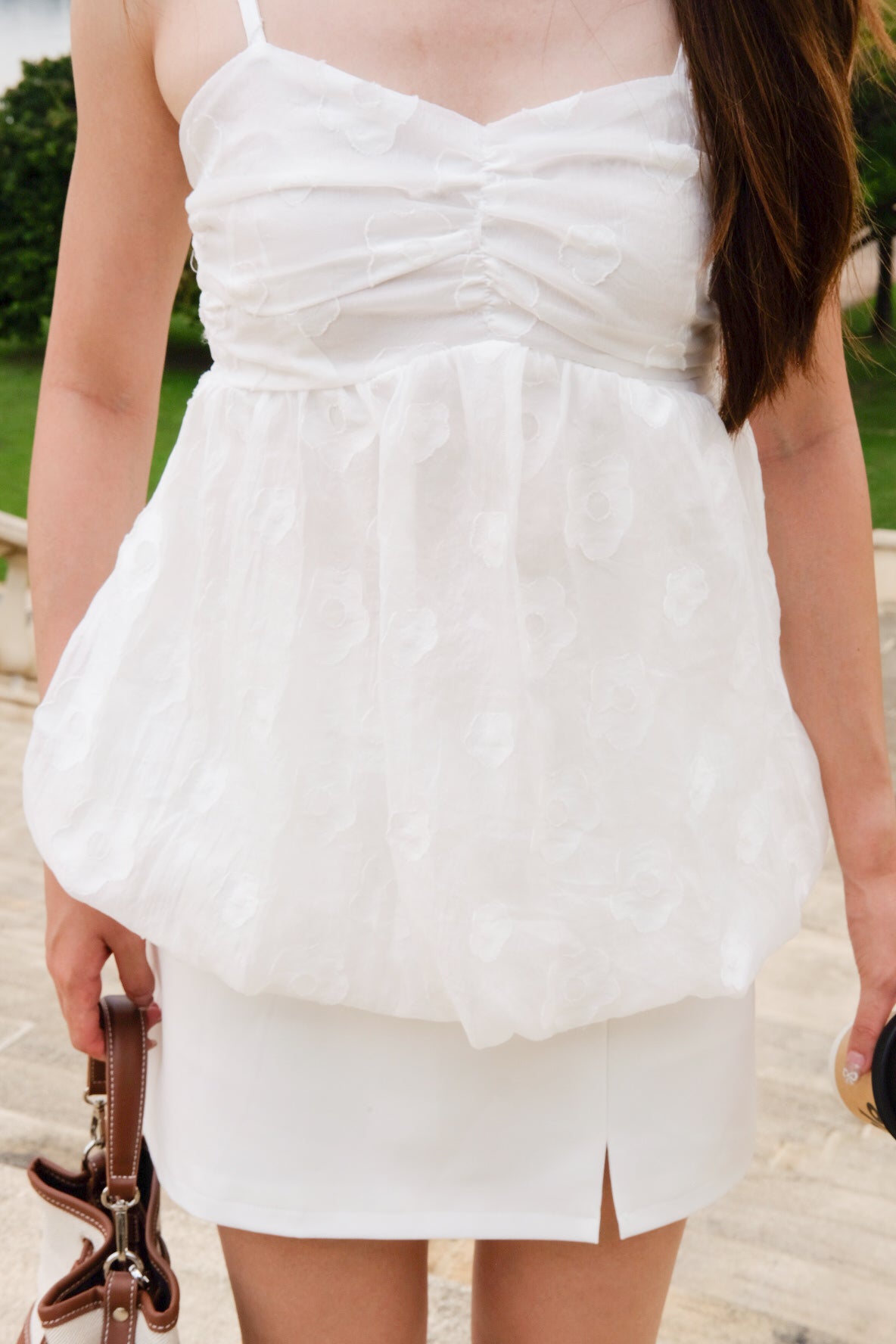 Joey Organza Bubble Babydoll Top (White)