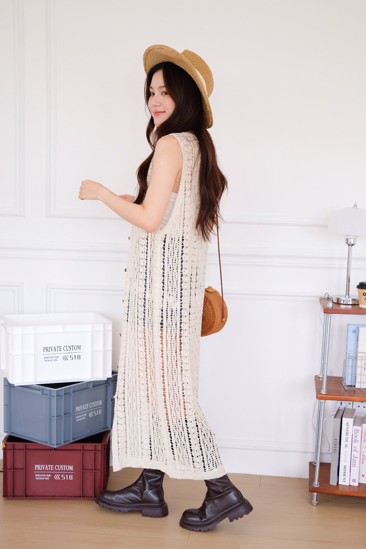 Romania Crochet Maxi Outerwear (Beige)