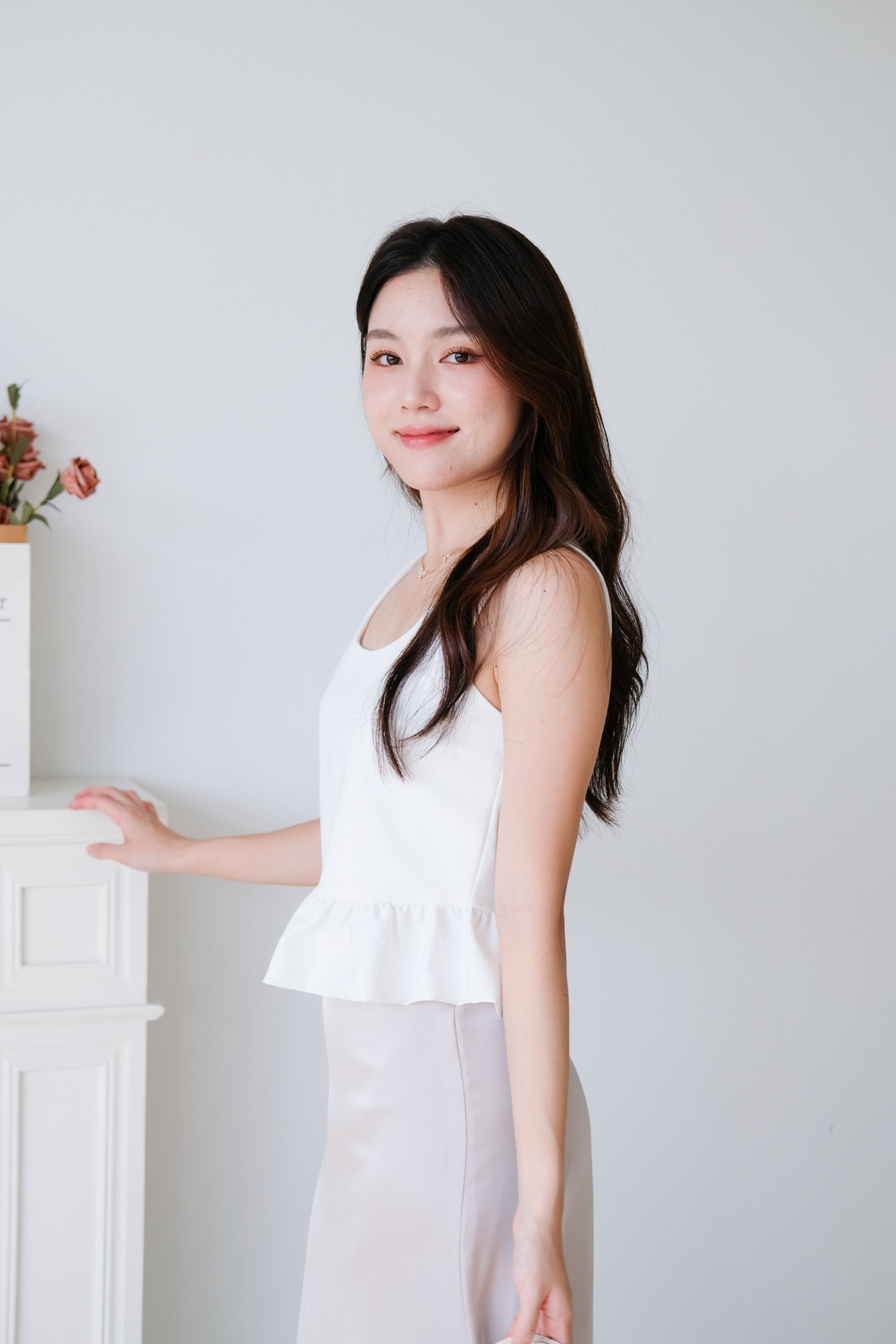 Vivara Ruffle Peplum Crop (White)