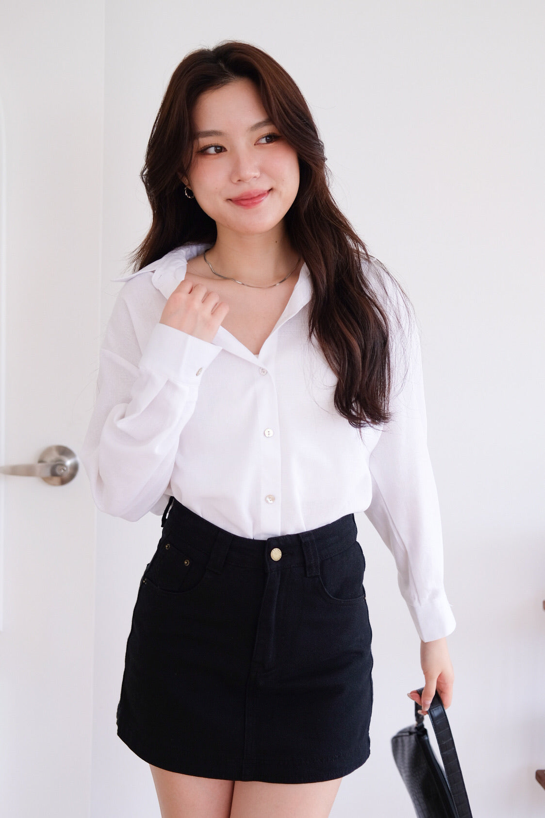 Downtown Linen Oversized Shirt (White)