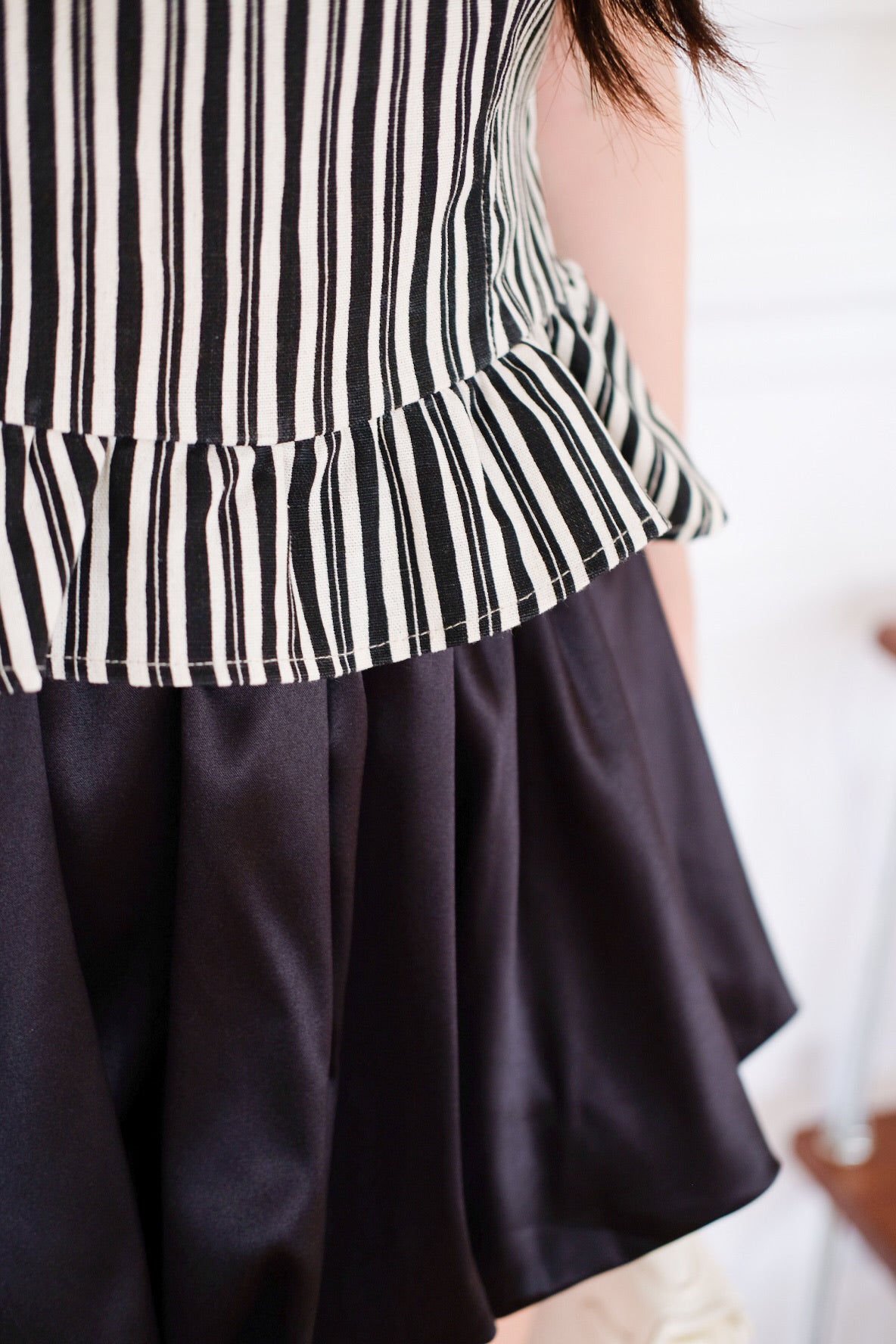 Leeya Ribbon Peplum Crop Top (Stripes)