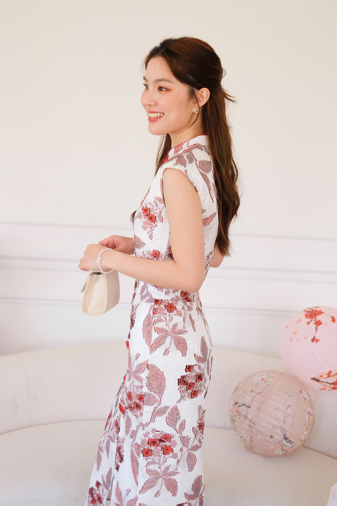 素瑾 Su Jin Floral Midi Cheongsam Set (Red)