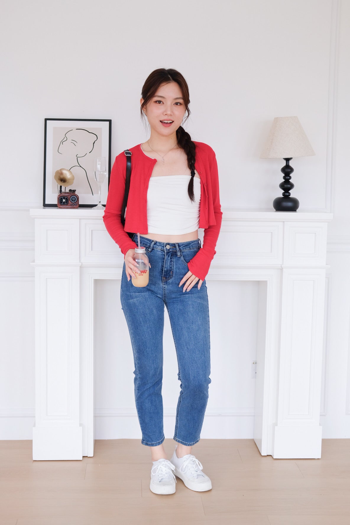 Danielle Cropped Cardigan (Red)