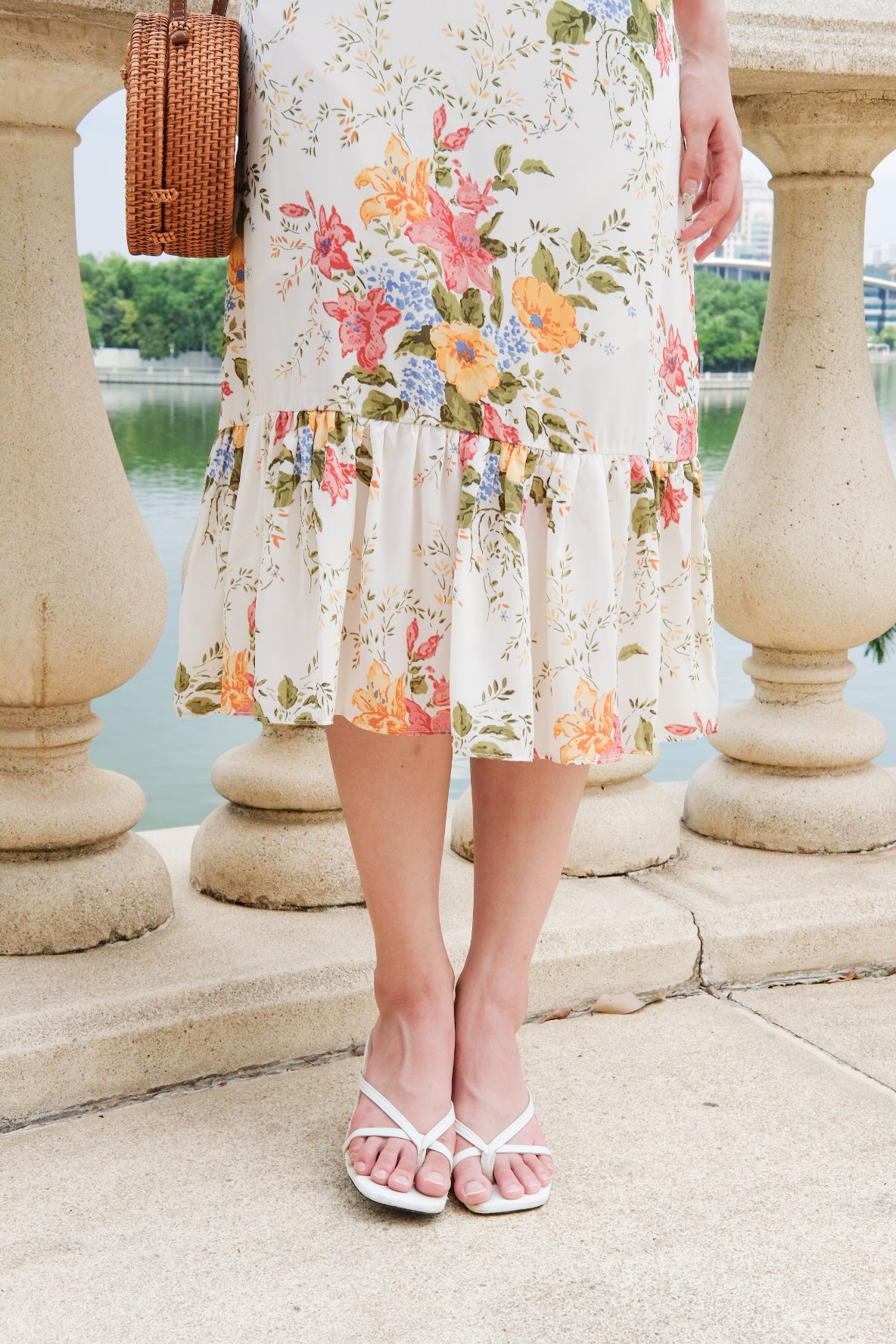 Shannon Floral Ruffle Maxi Dress (Cream)