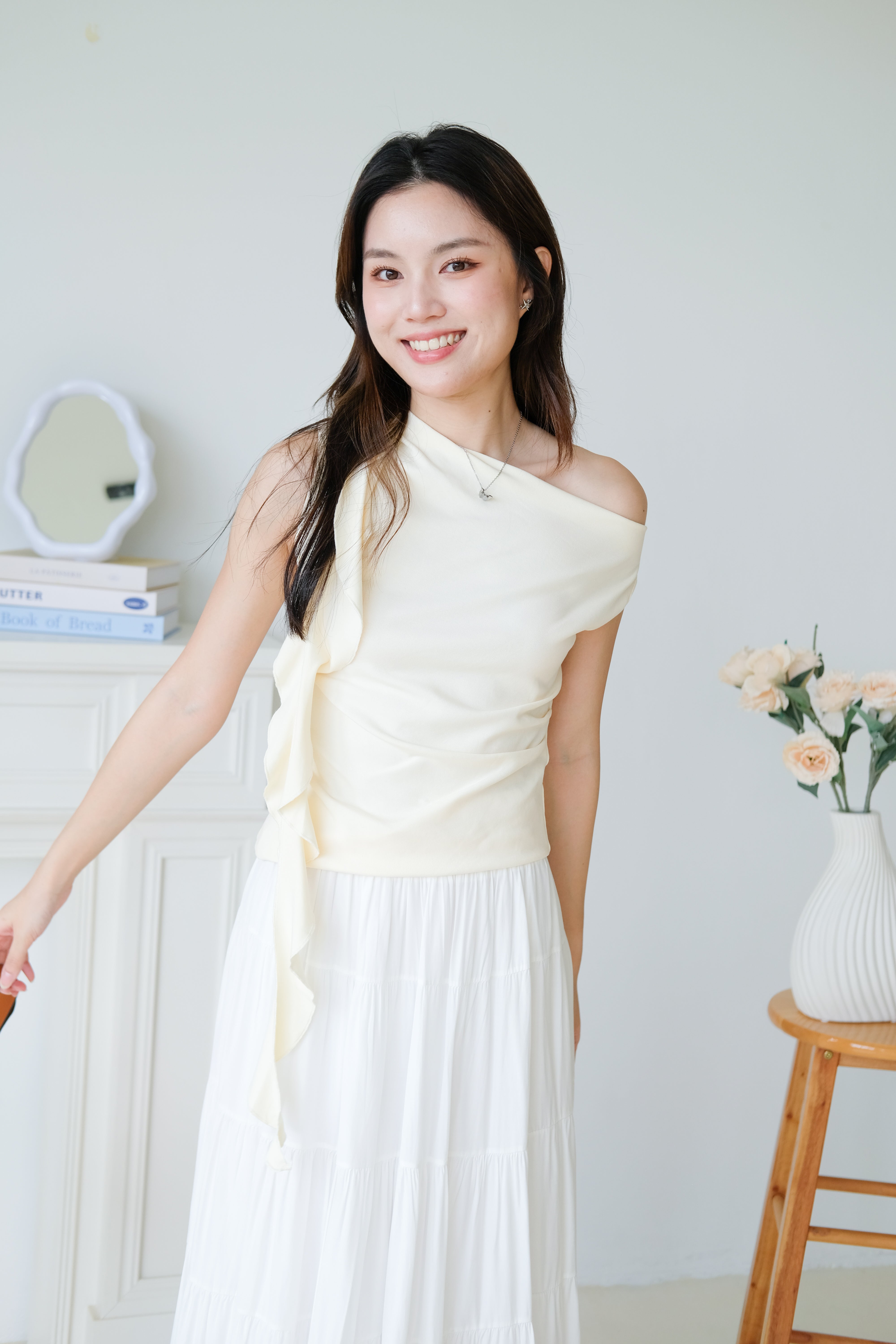 Elora Ruffle Toga Top (Cream)