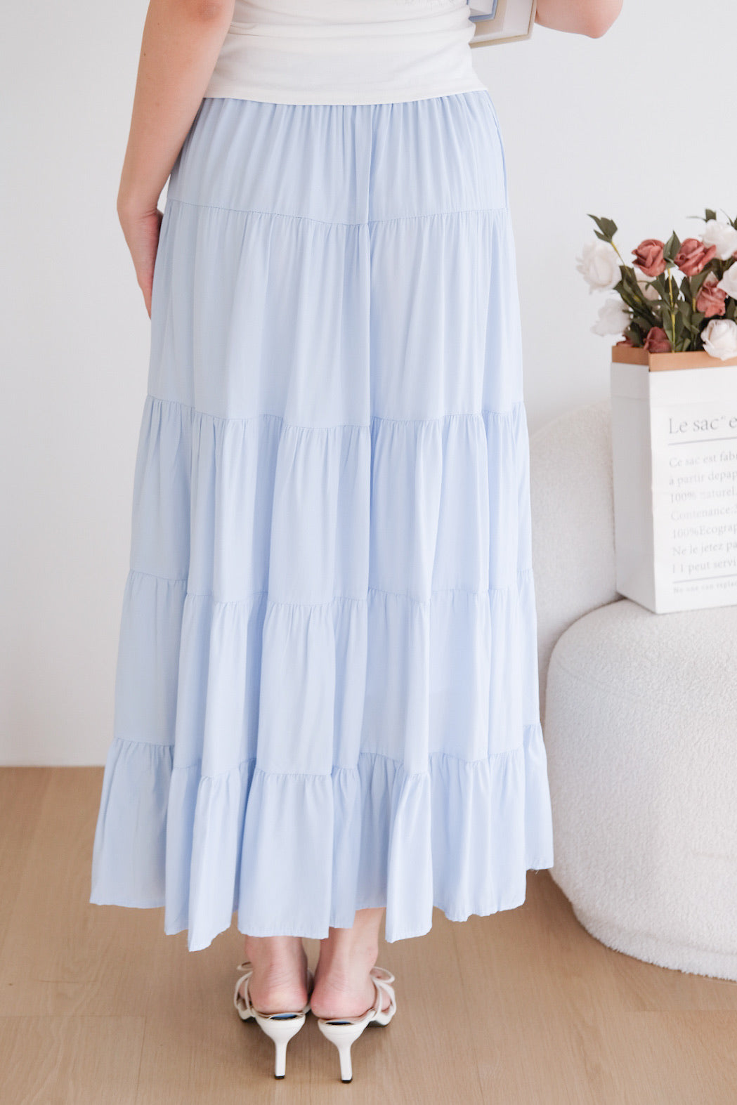 Willa Tiered Maxi Skirt (Sky Blue)