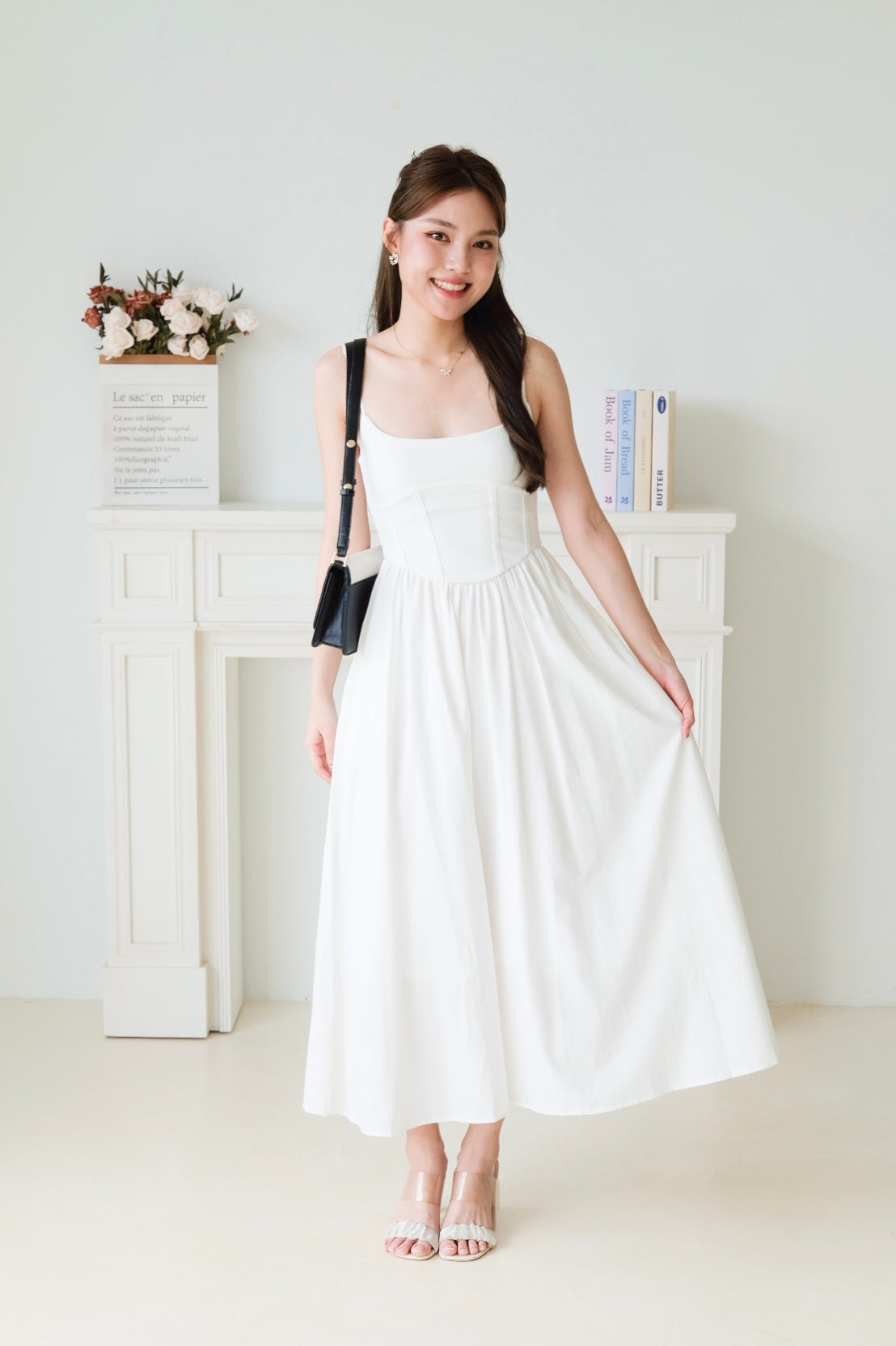 Clara Corset Maxi Dress (White)