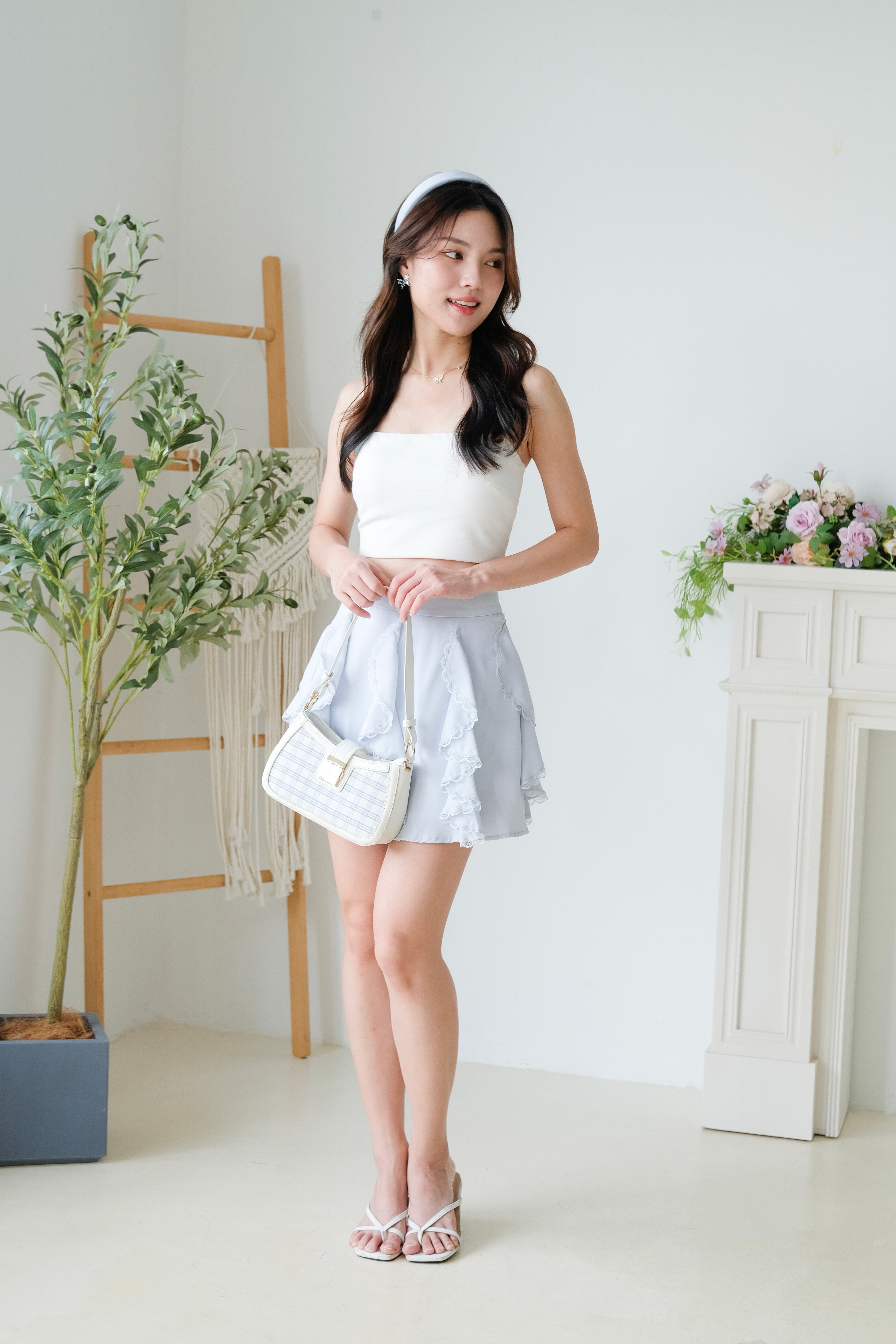 Winnie Ruffle Flare Skirt (Baby Blue)