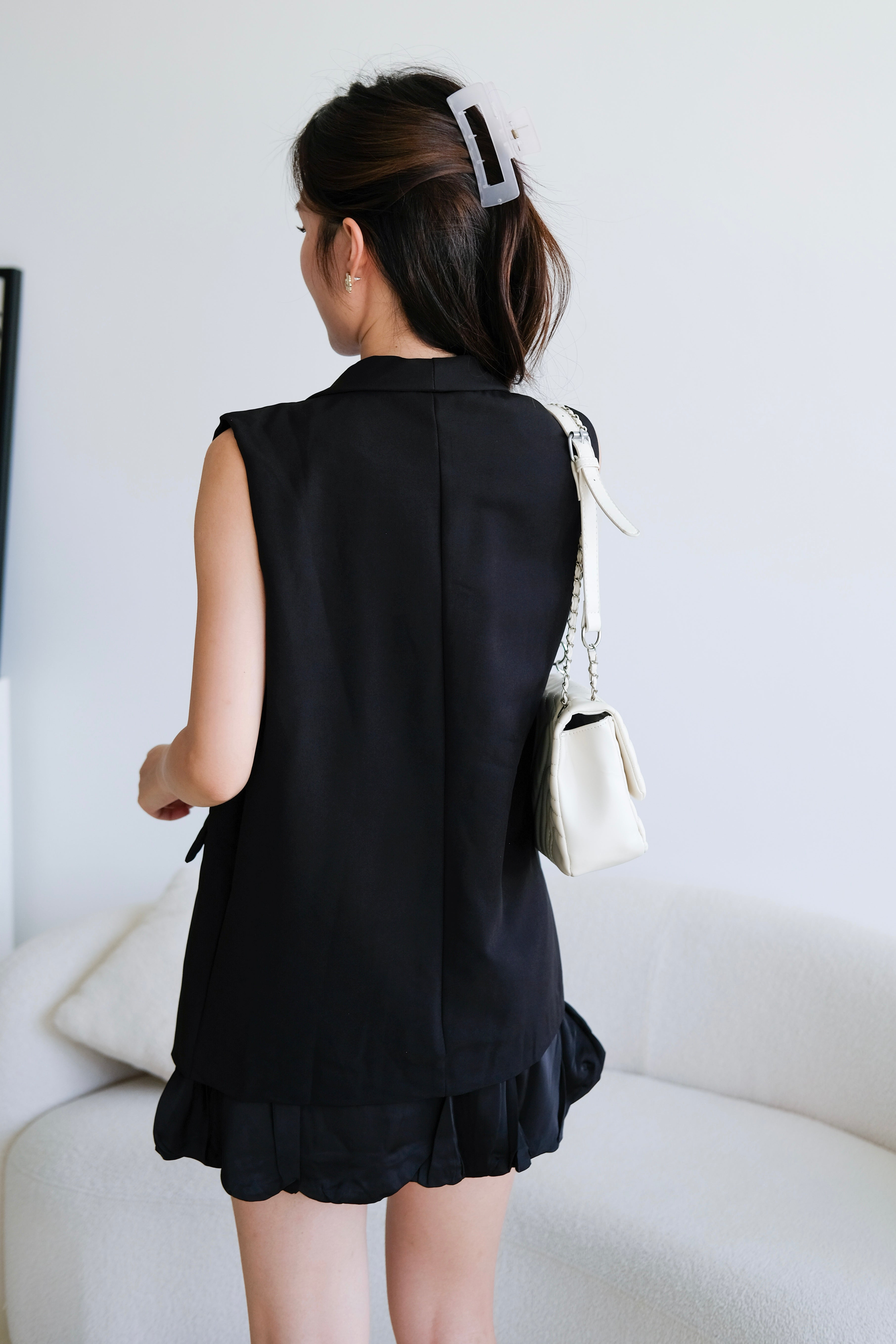 Zora Blazer Long Vest (Black)