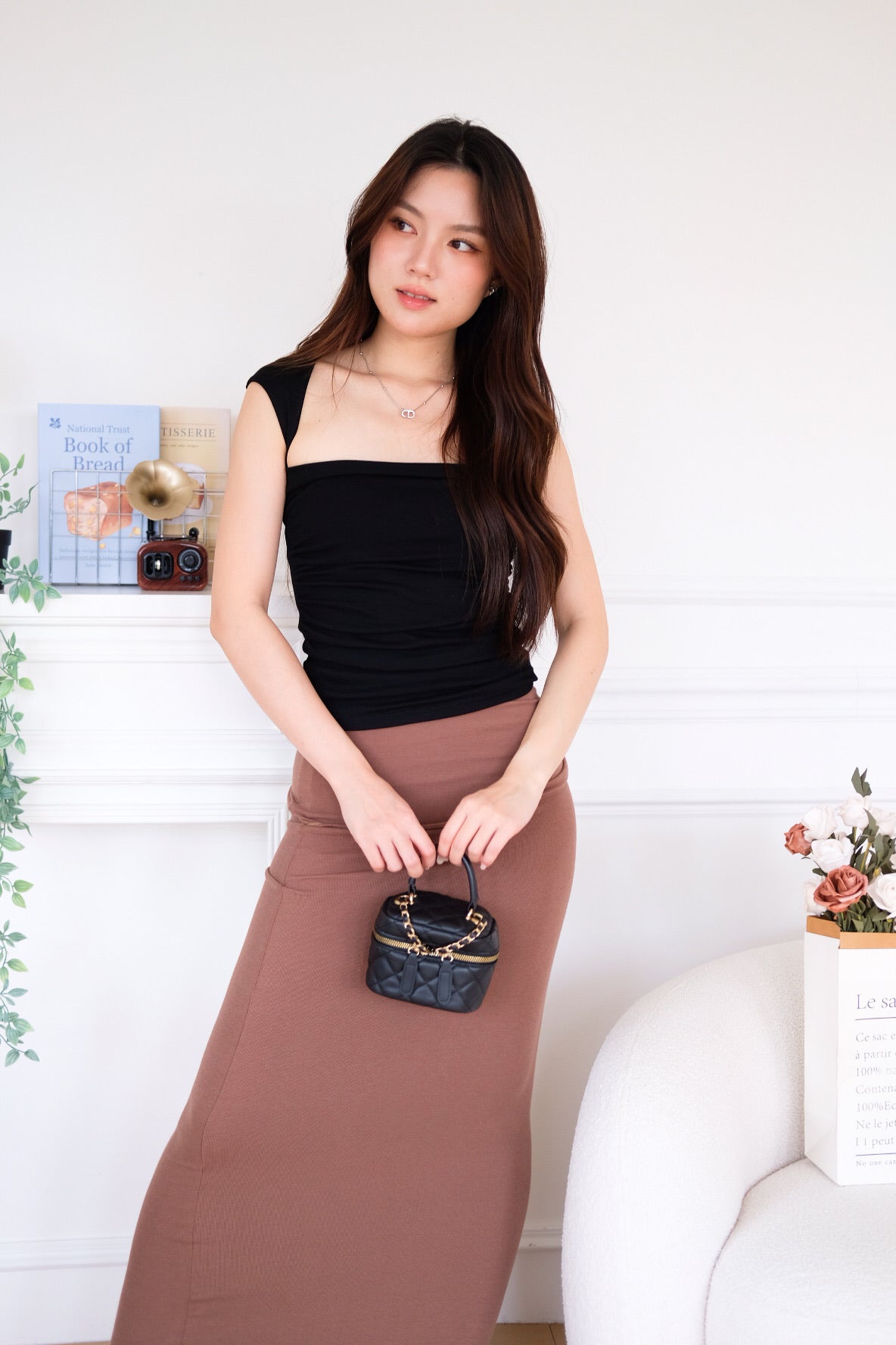 Sienna Cotton Maxi Skirt (Chocolate)