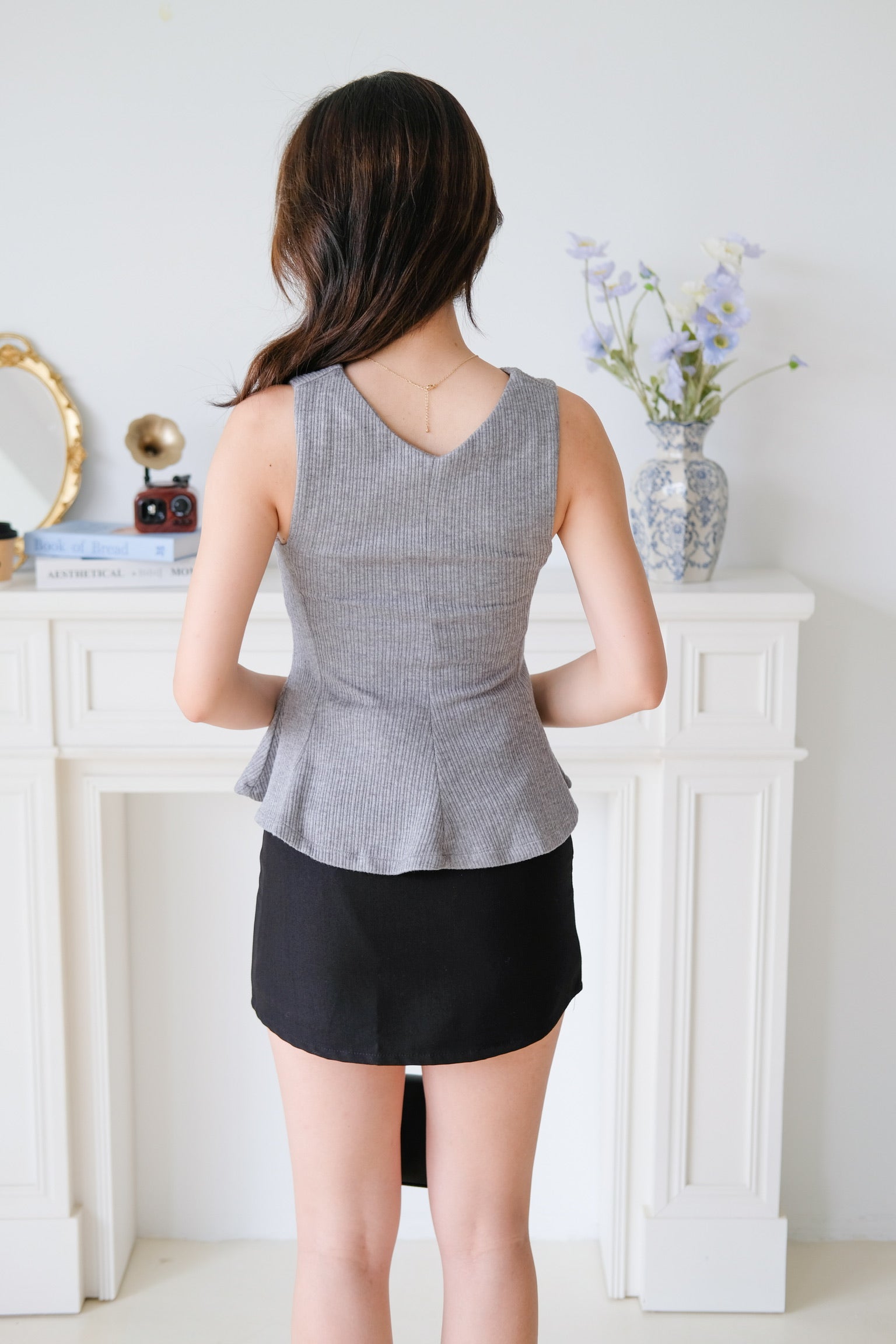 Poppy Peplum Top (Grey)