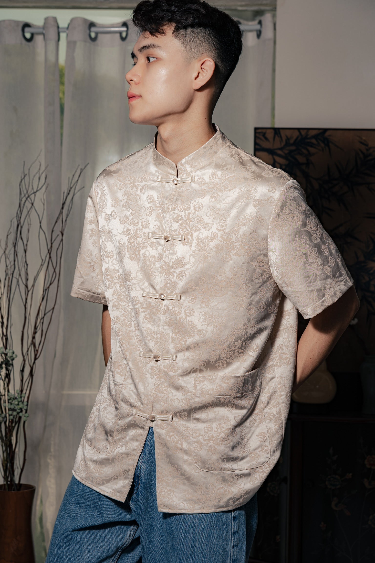 冰清玉洁 Jade Sleeved Samfu (Beige Cream)