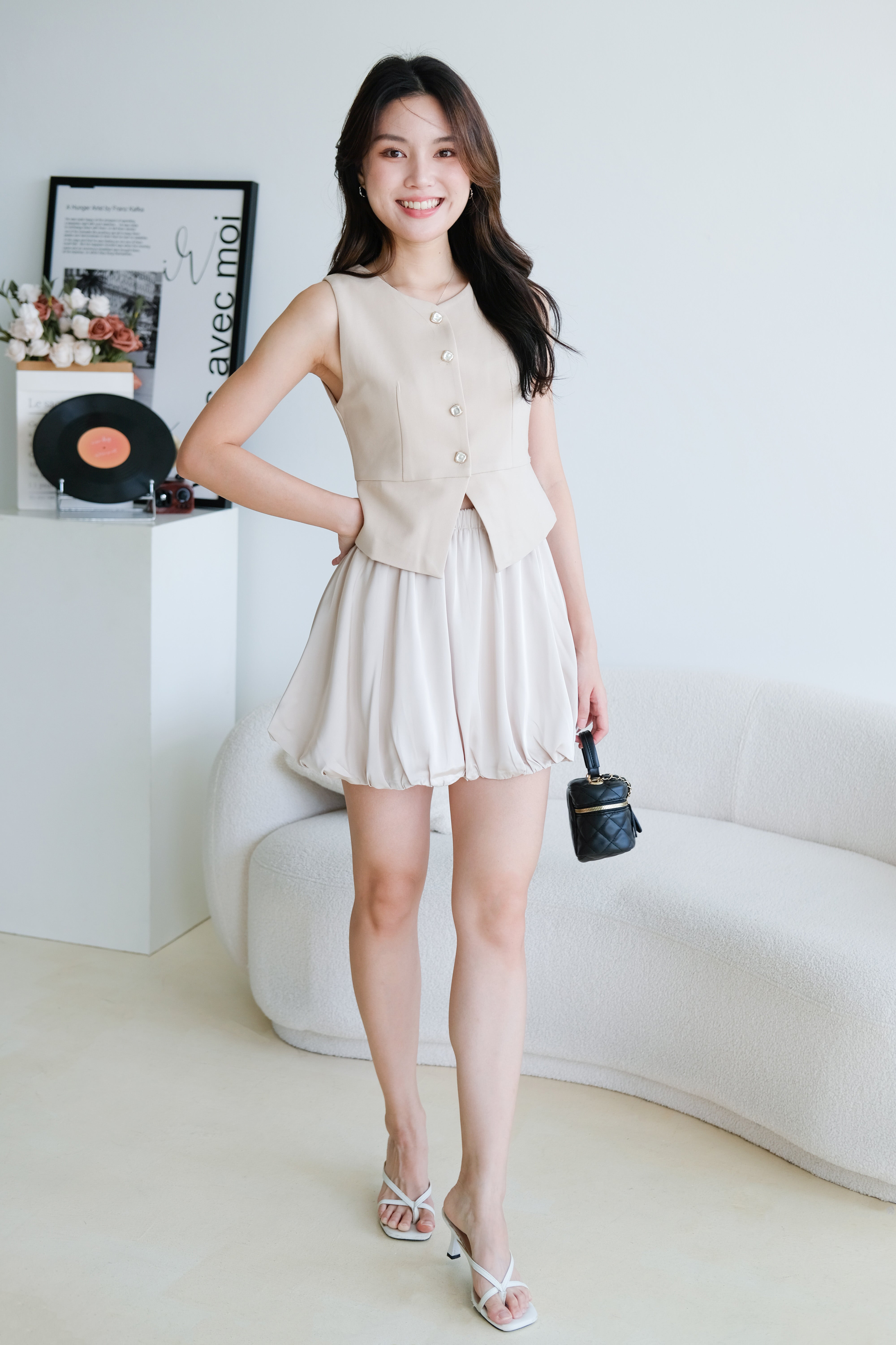 Valerie Round Neck Vest Top (Khaki)