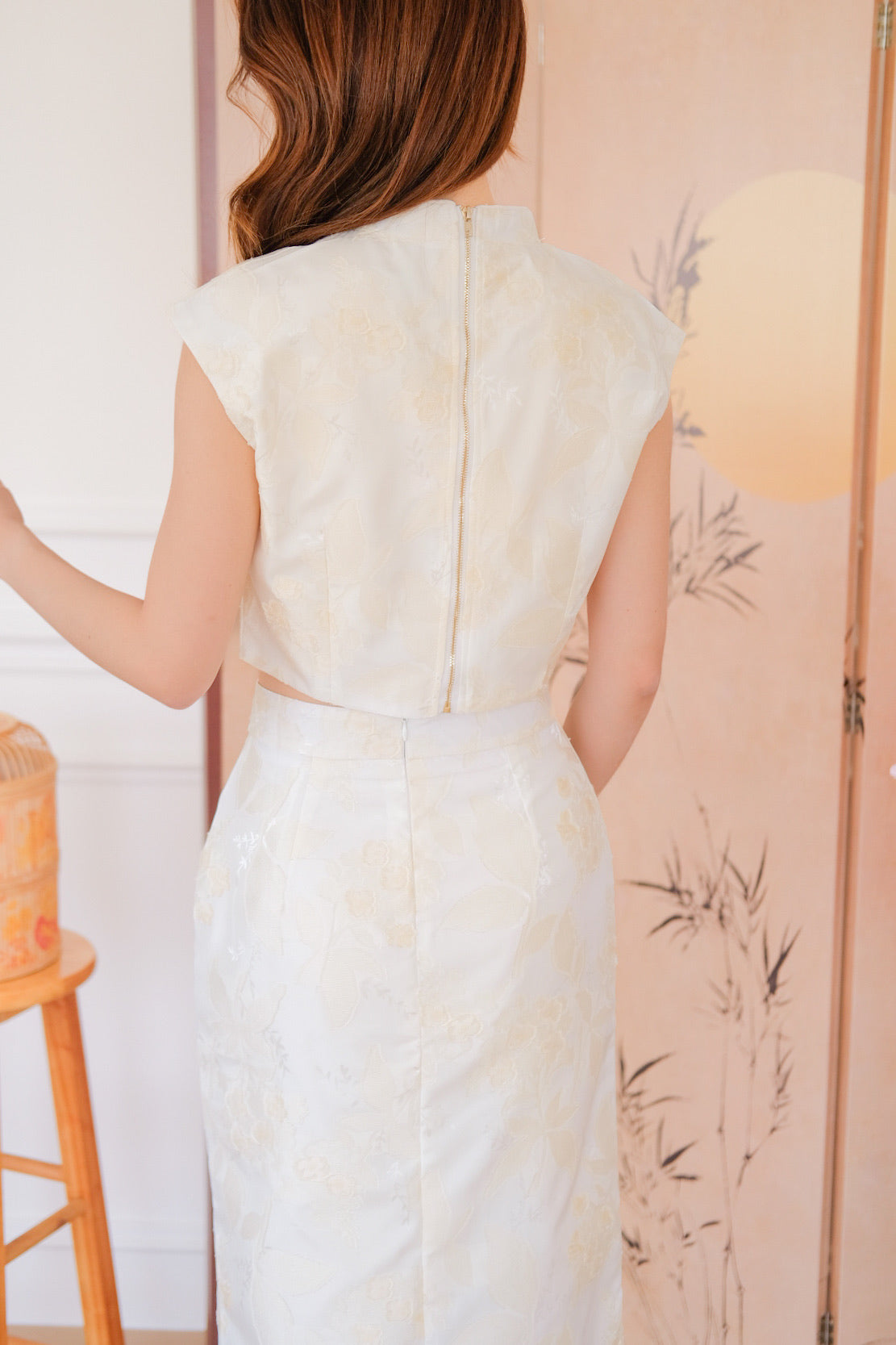 素瑾 Su Jin Floral Midi Cheongsam Set (Cream)