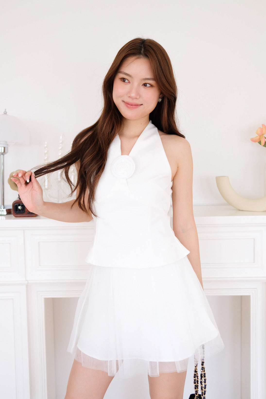 Romy Tulle Mini Skirt (White)